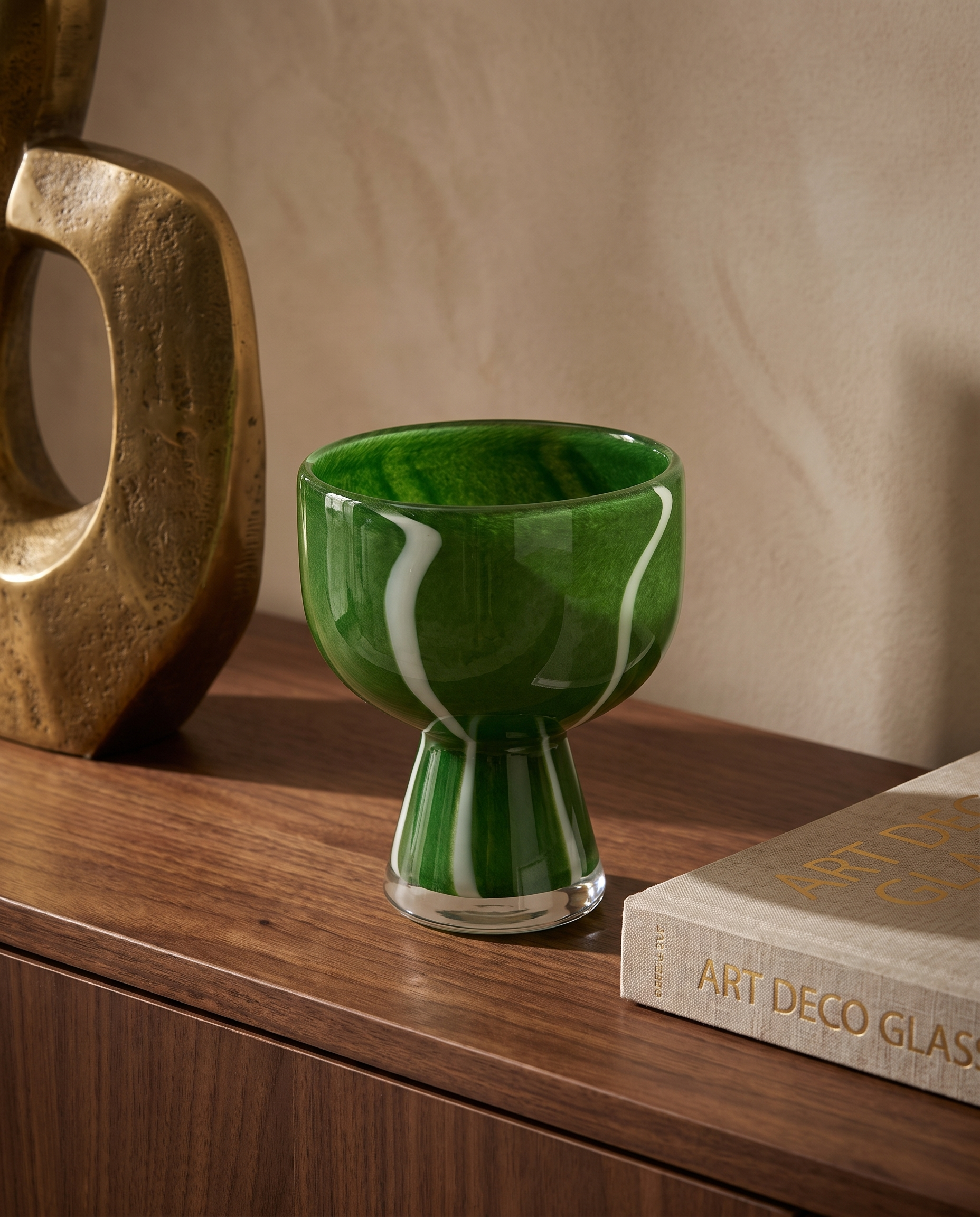 Malachite Palm Green Murano Vase Small