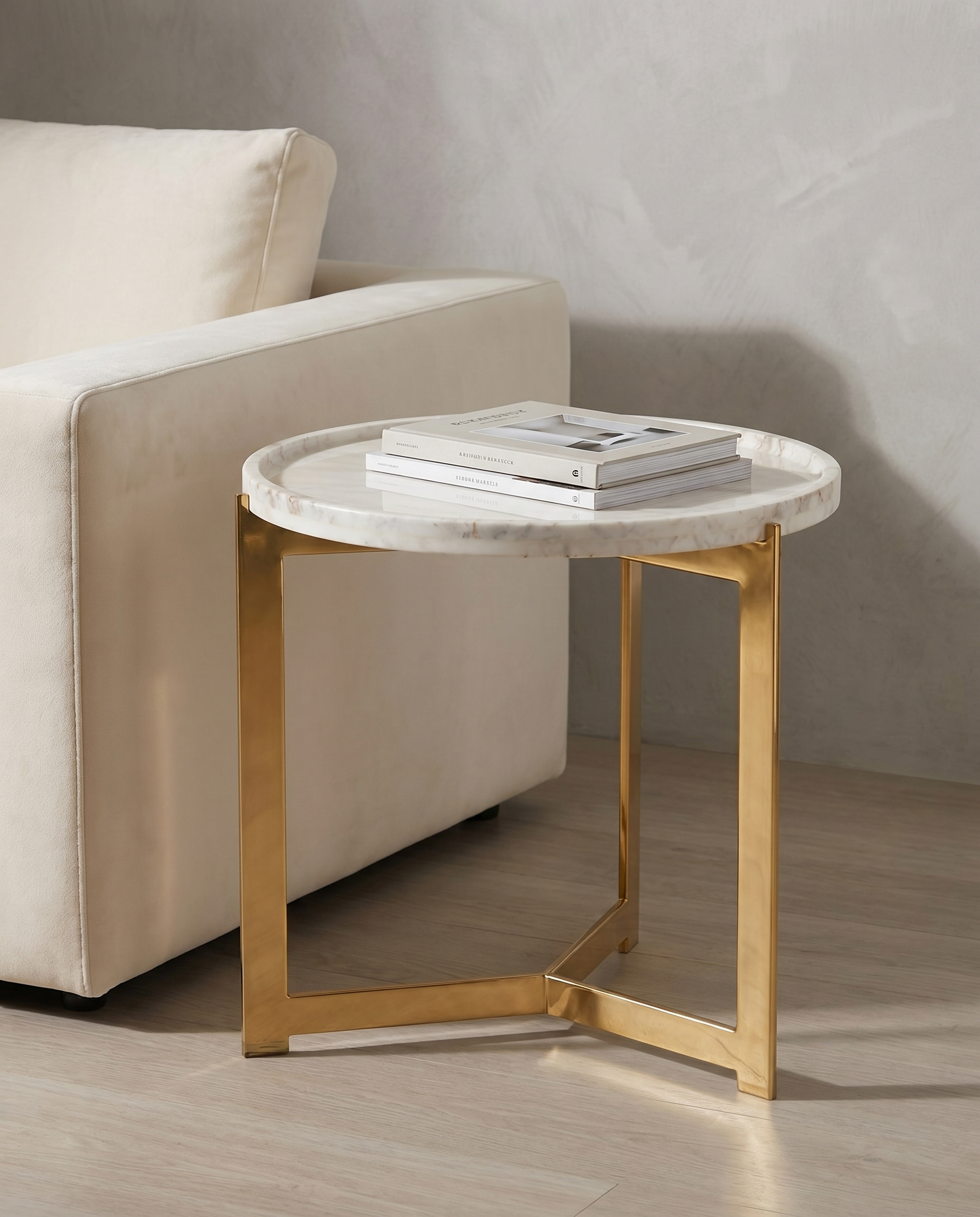 Marbelle White Round Marble Side Table