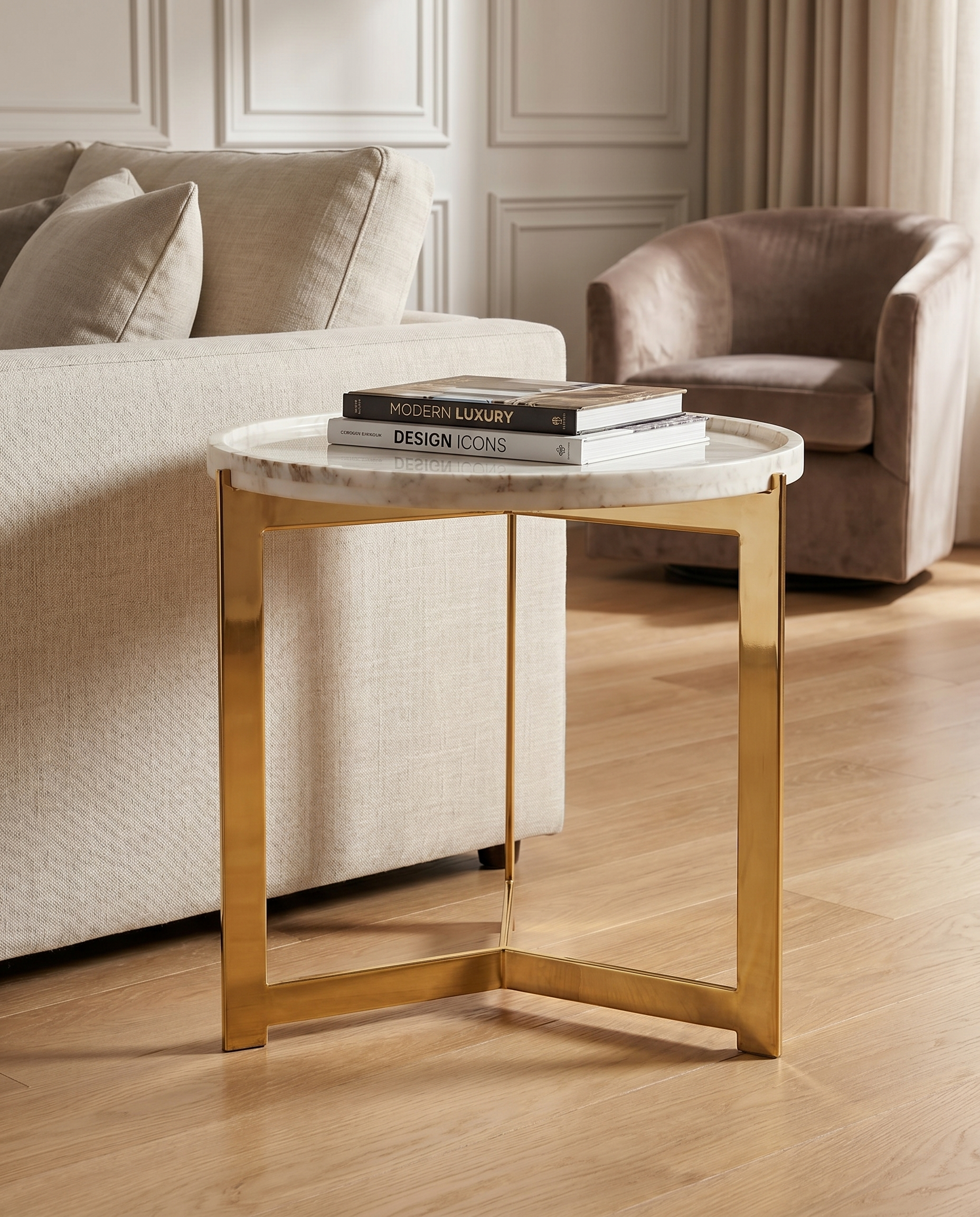 Marbelle White Round Marble Side Table