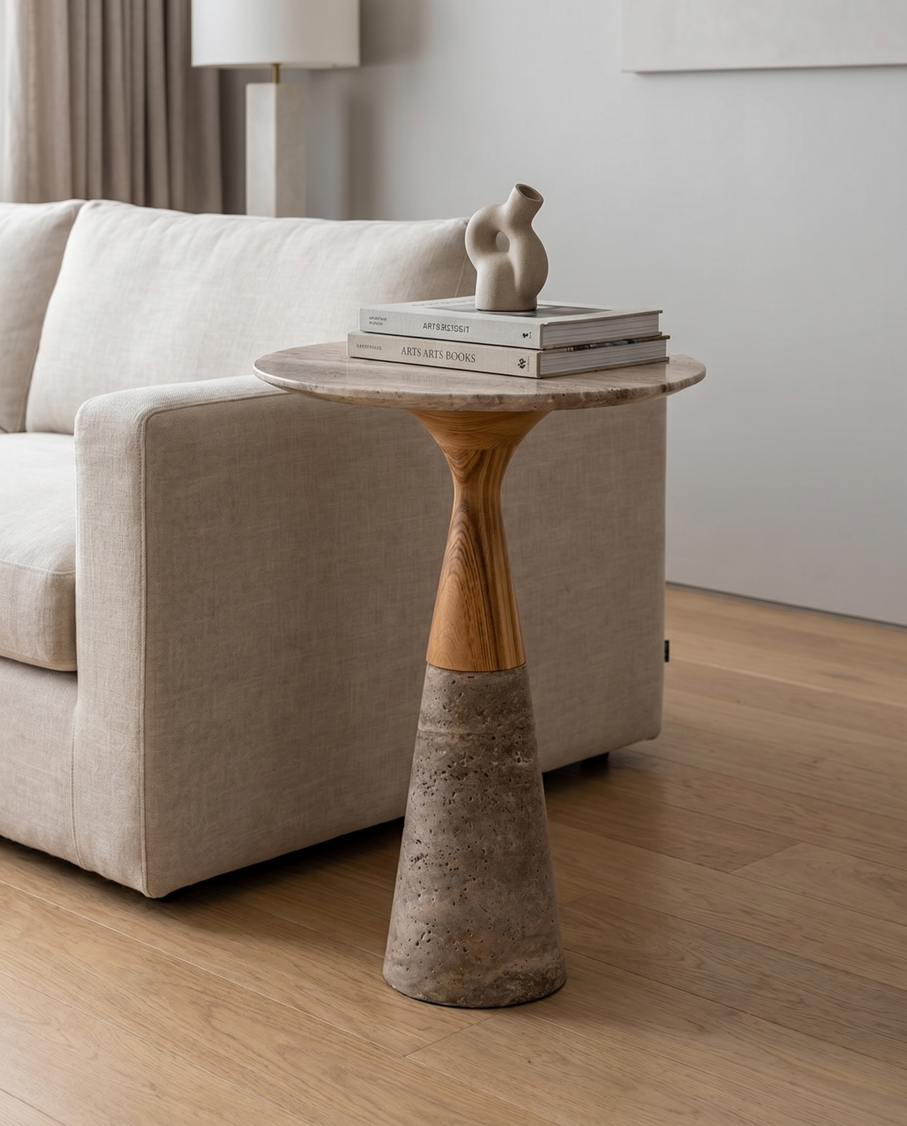 Grainix Marble Wood Single Side Table