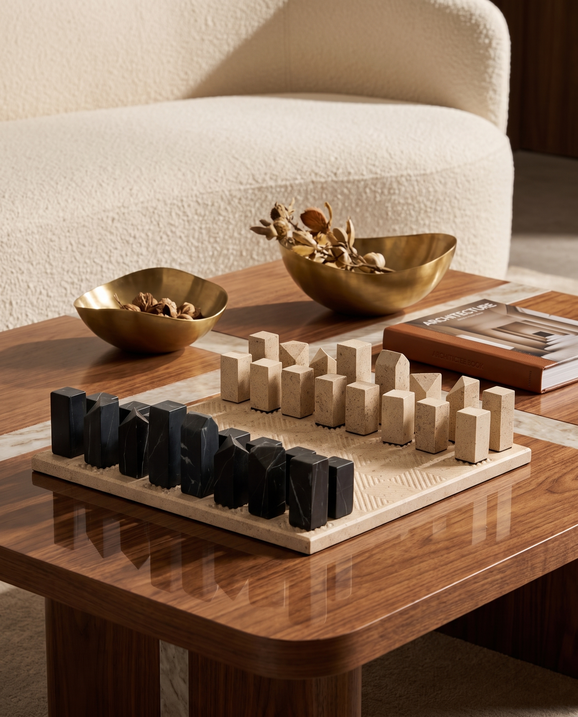 Marble Chessboard Ivory Black