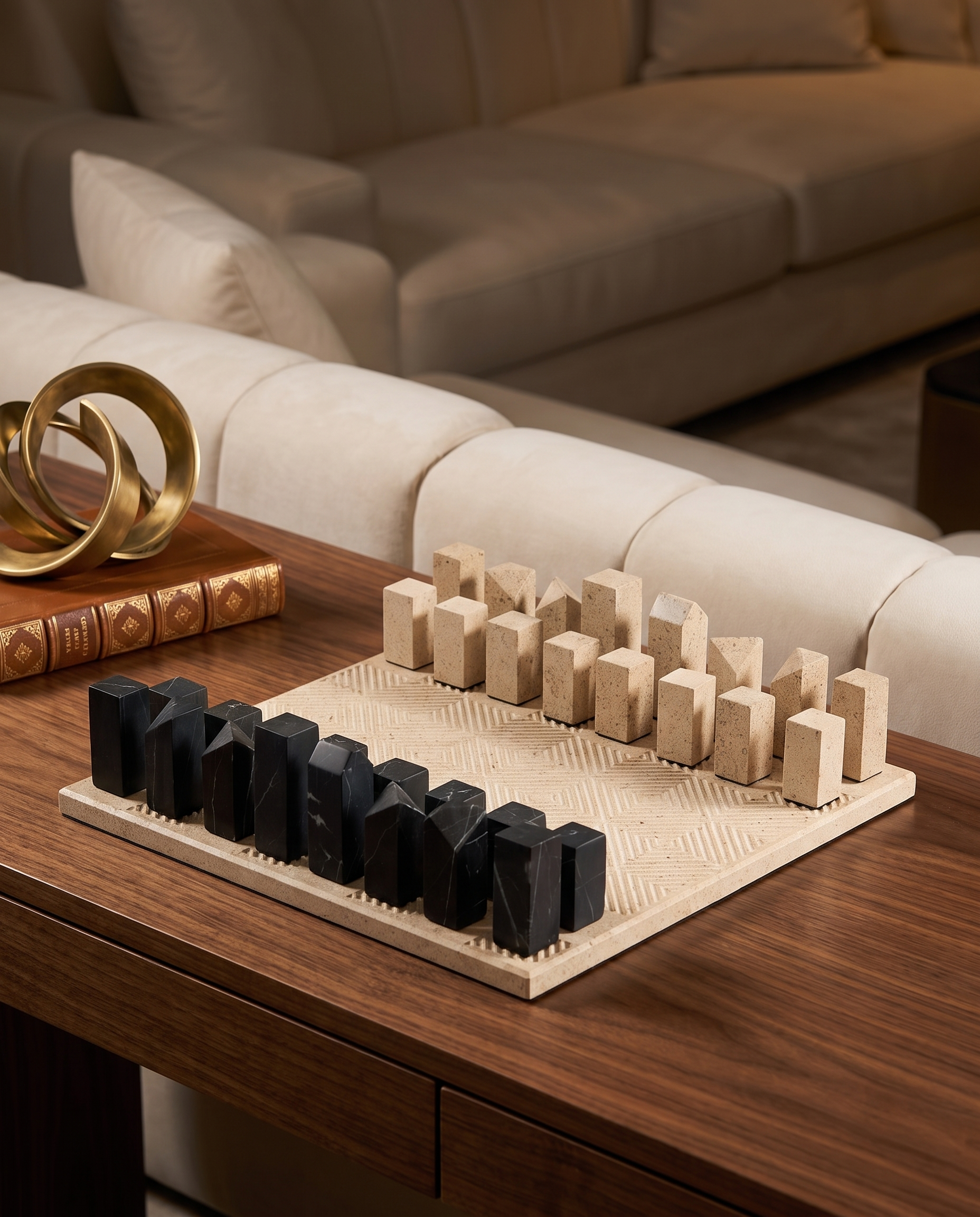 Marble Chessboard Ivory Black