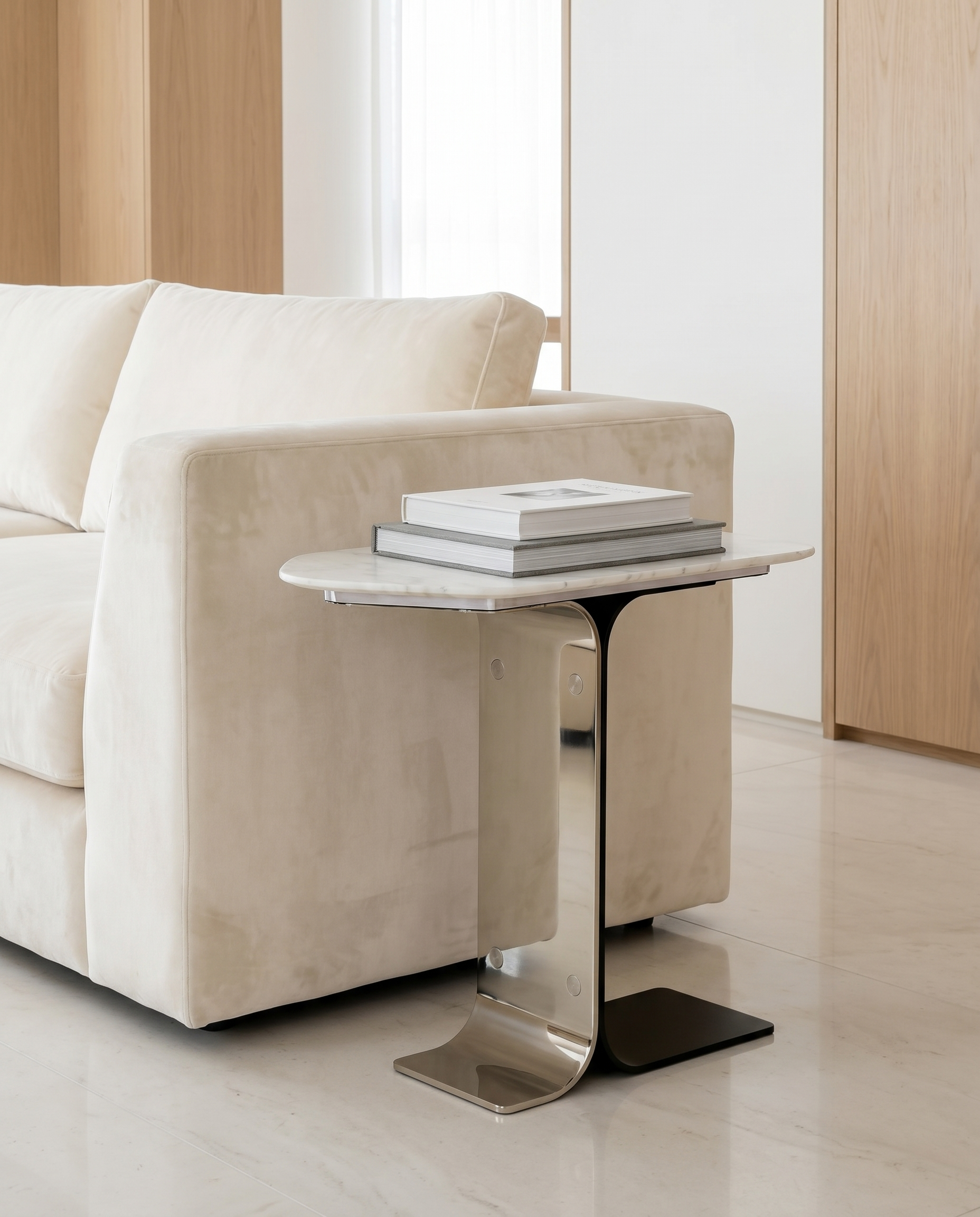 Enduro White Marble Side Table