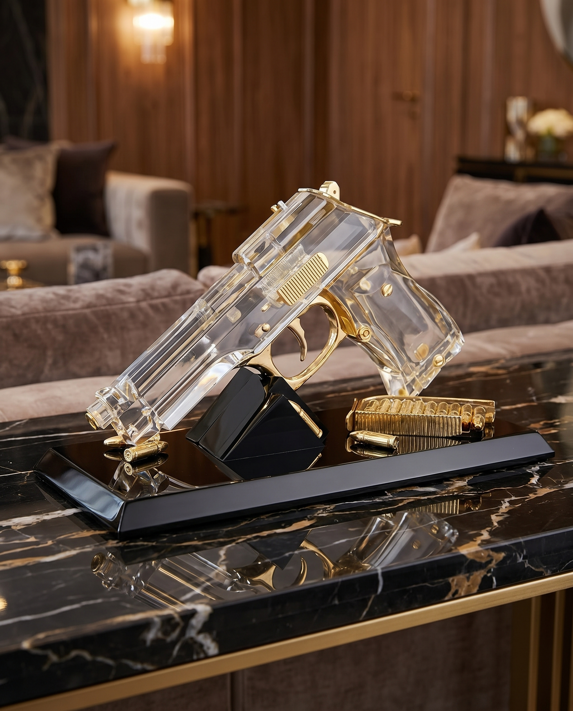 Luxury Clear Crystal Marksman Art Decor