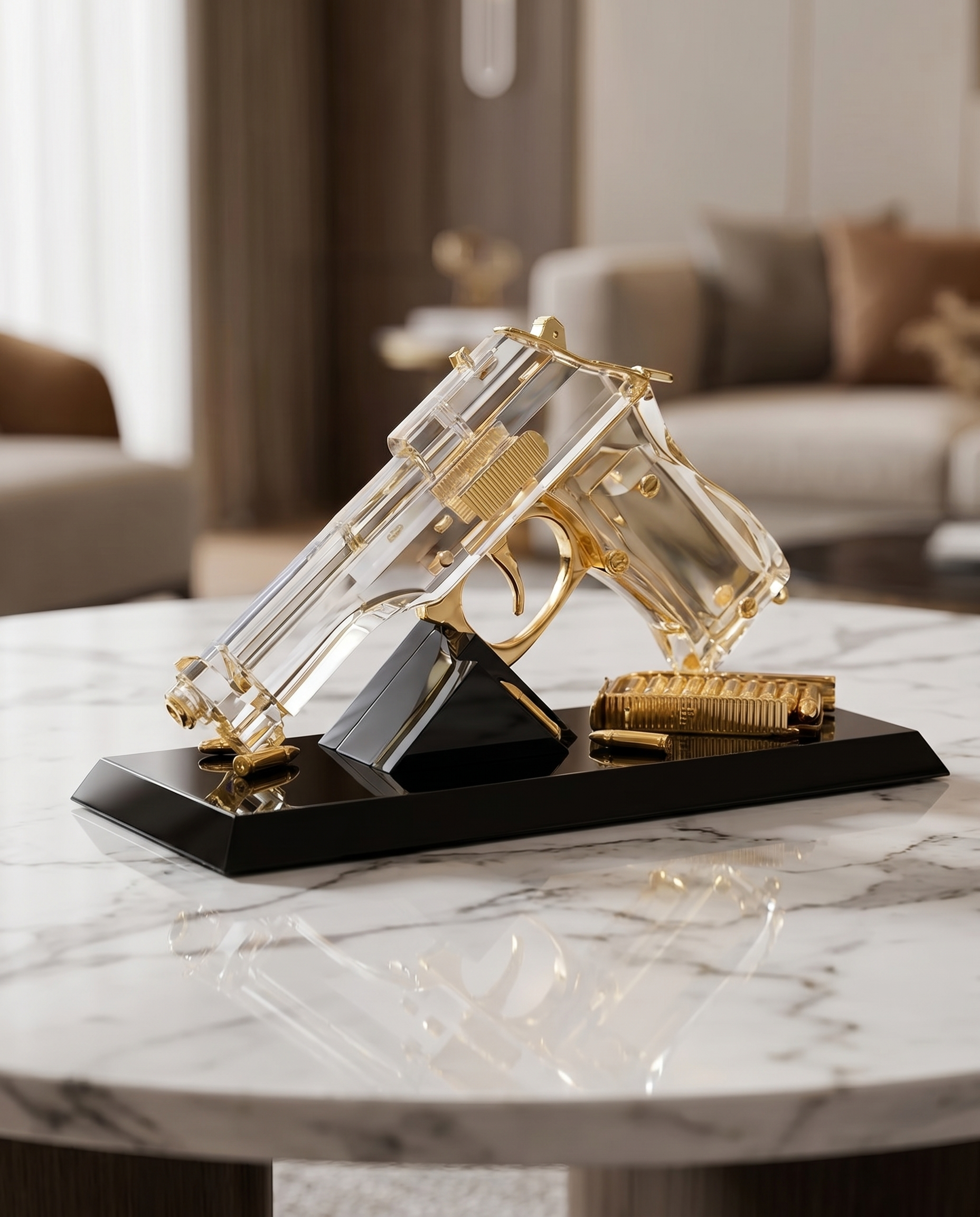 Luxury Clear Crystal Marksman Art Decor