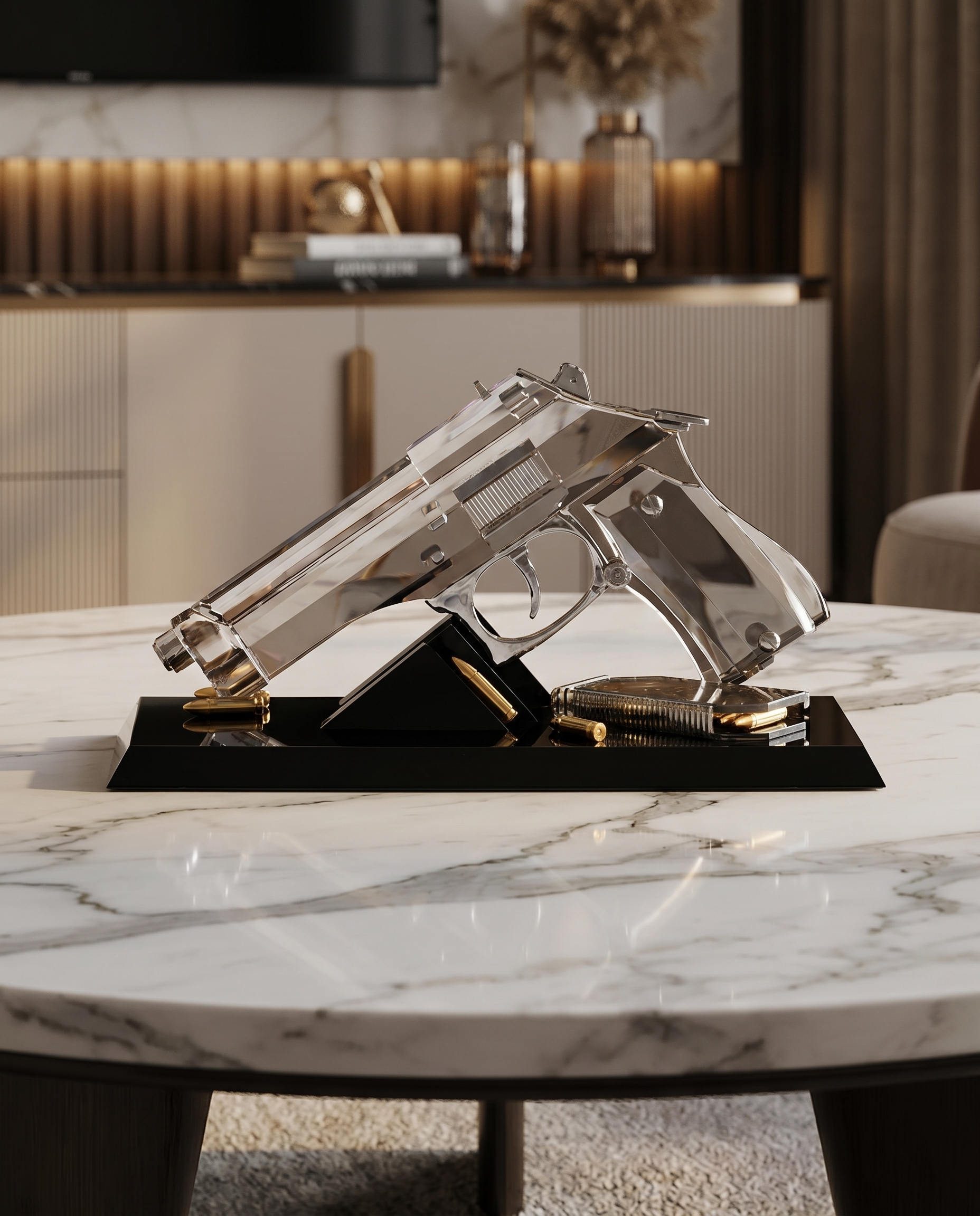 Luxury Clear Crystal Marksman Art Decor