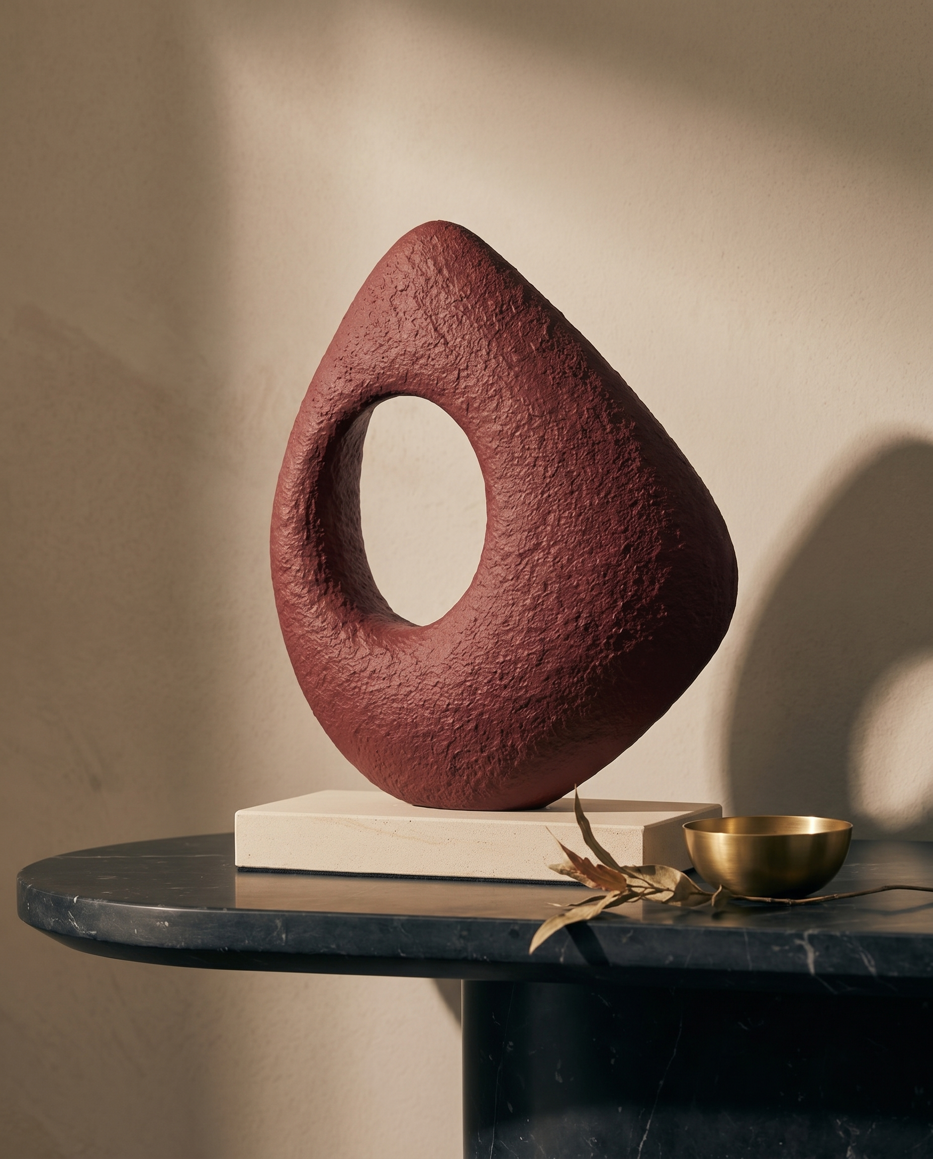 Geomet Ceramic Maroon Mini Sculpture