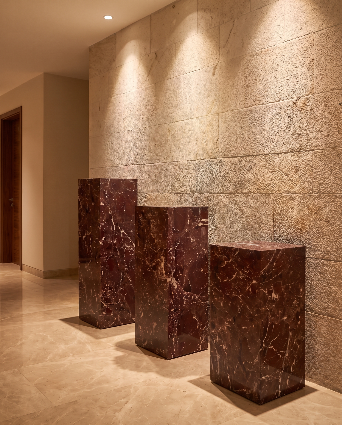 The Monolith Trio Pedestals - Transparent Maroon