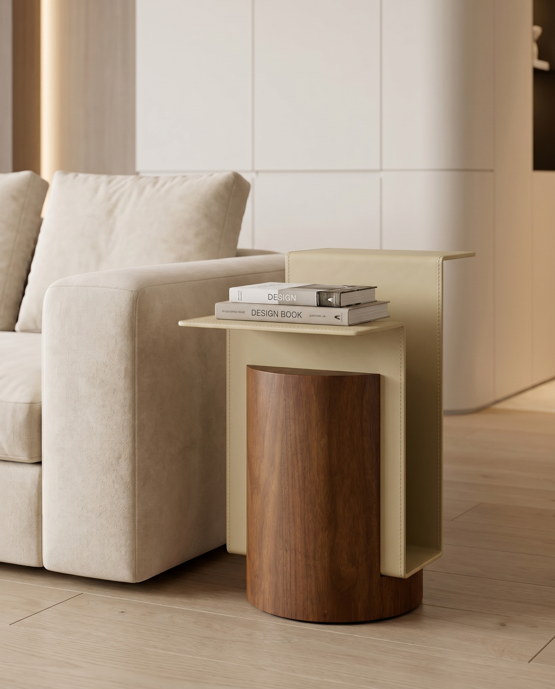 Marzelle Leather Wood Side Table