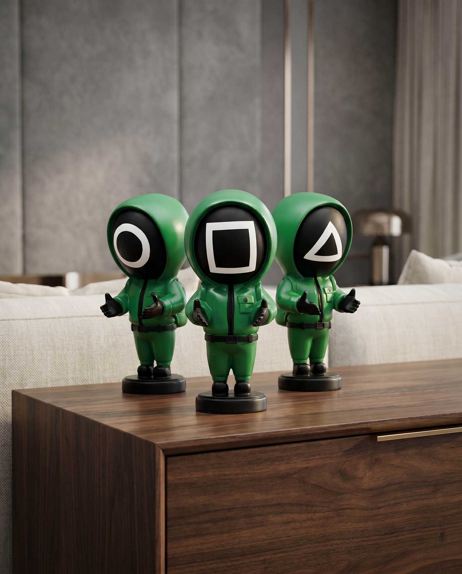 Masked Trio Figurine - Green
