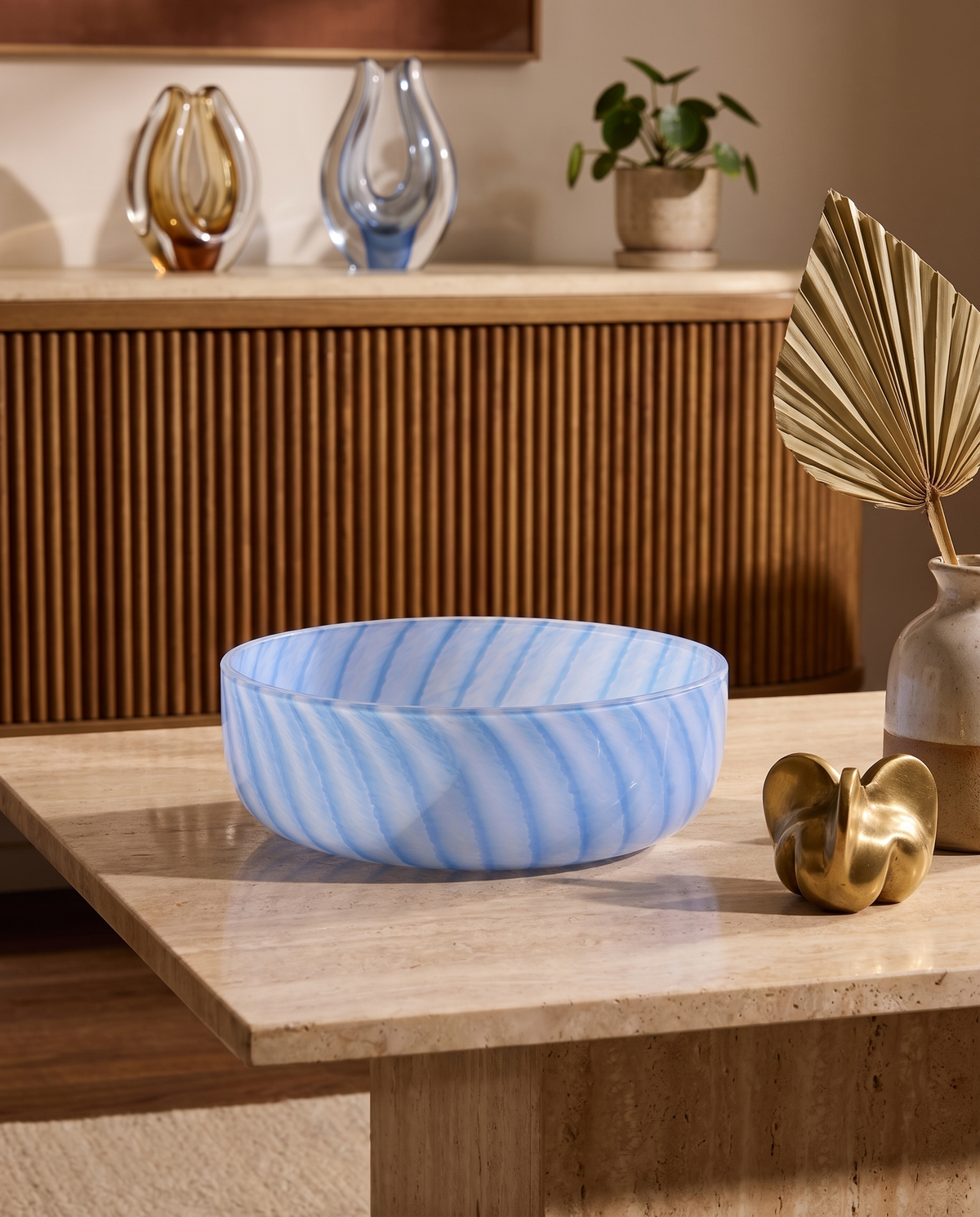 Mistral Blue Murano Centerpiece Bowl