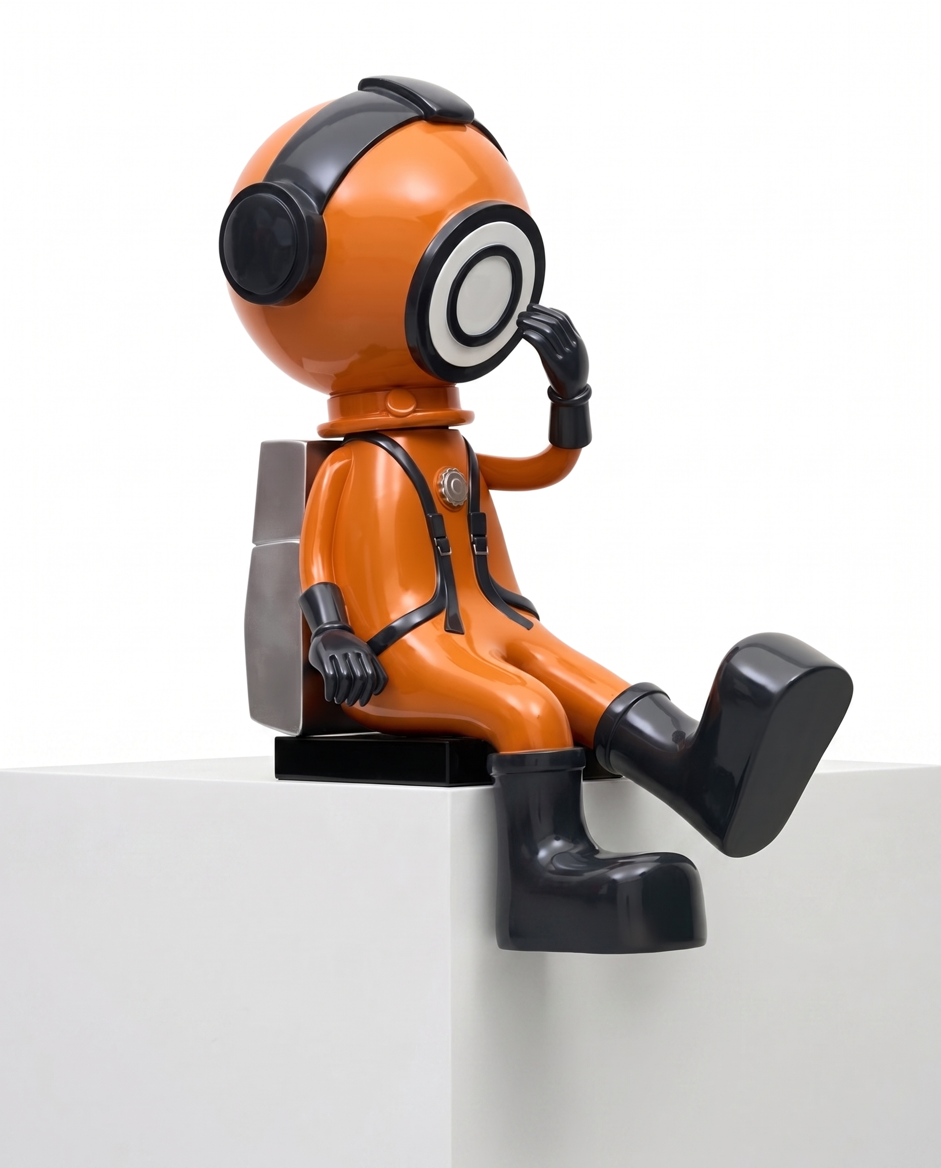 Modern Astro Earthy Orange Grey Figurine (without pedestal)