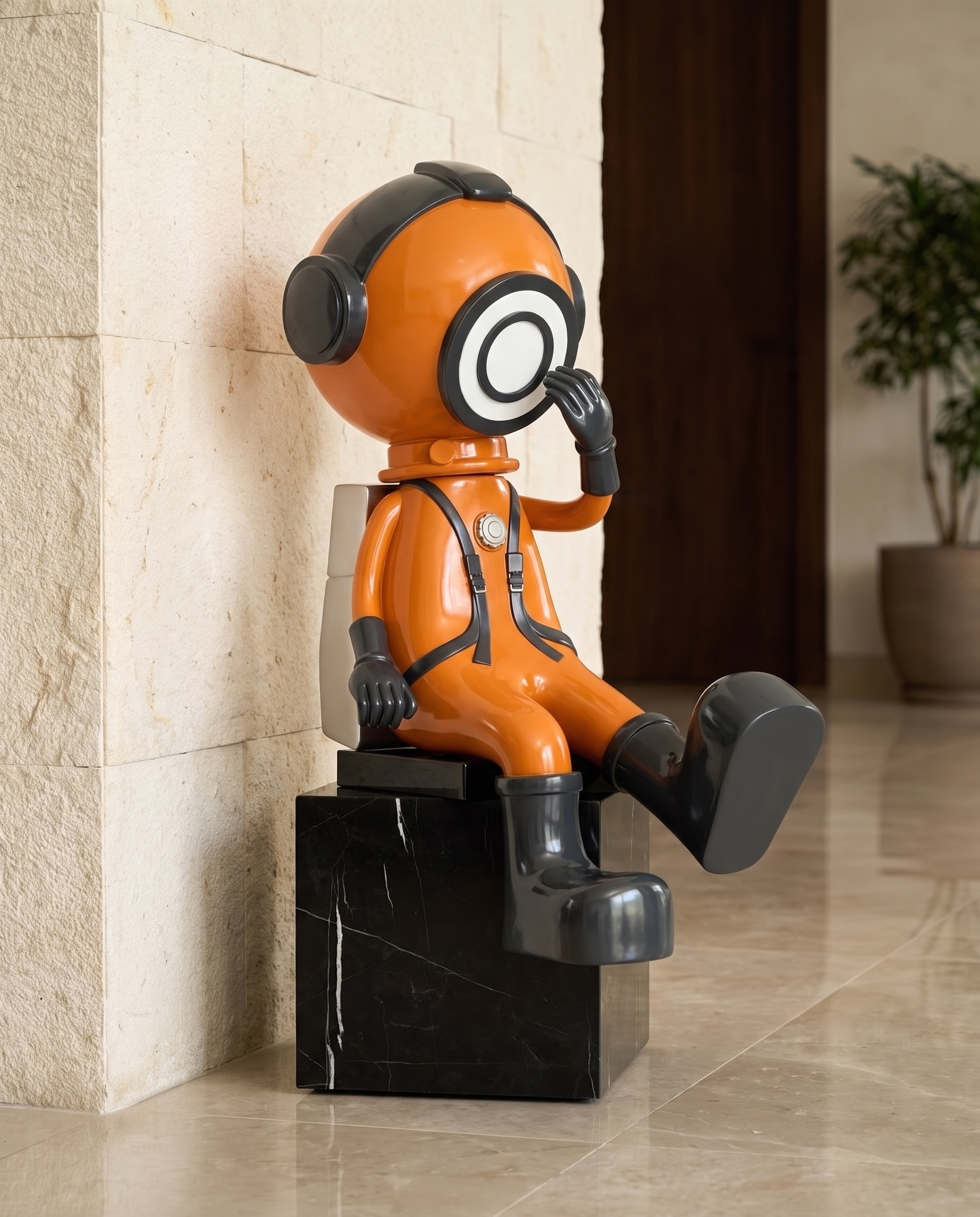 Modern Astro Earthy Orange Grey Figurine (without pedestal)