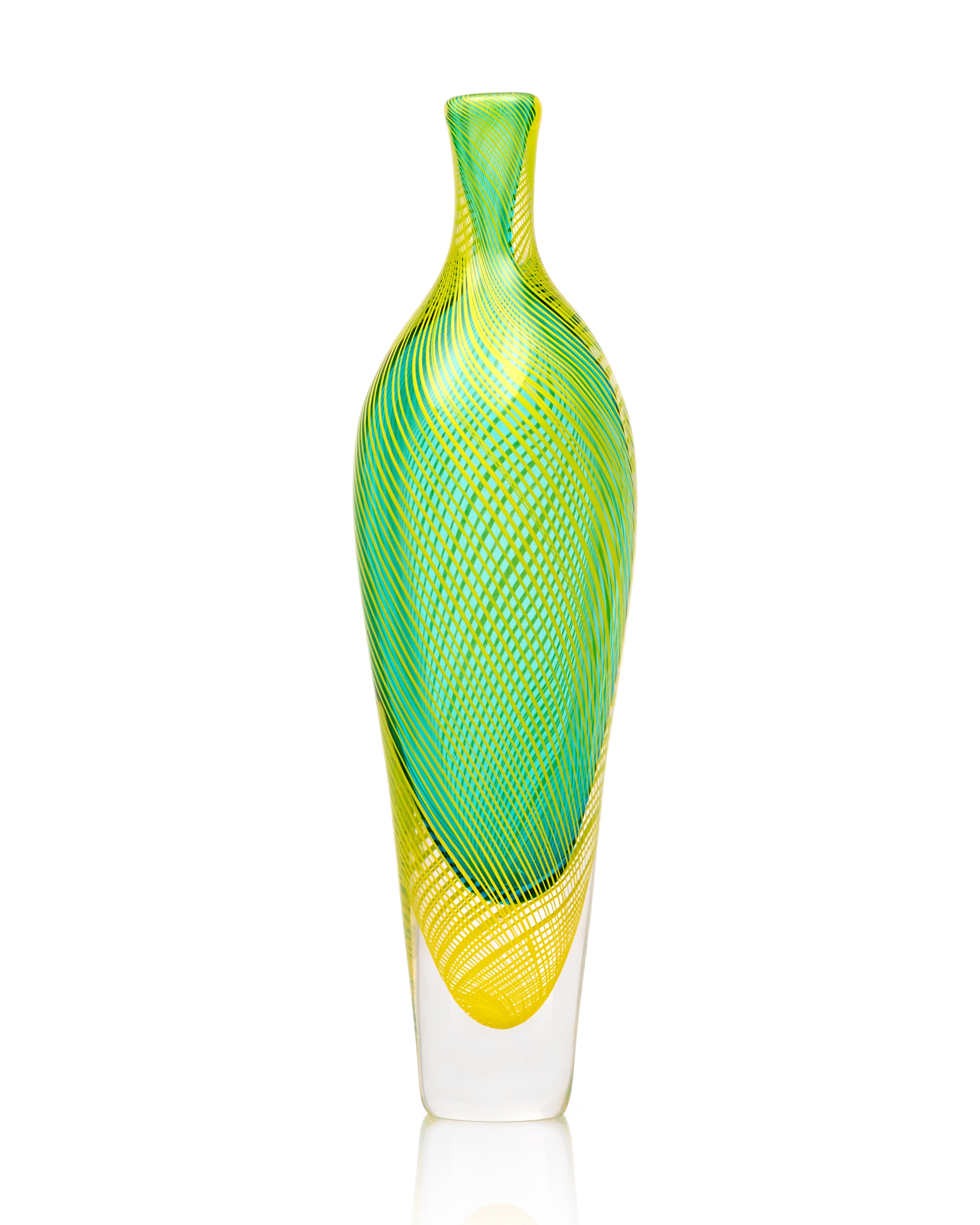 Celadon Murano Crystal Dual Vase Set