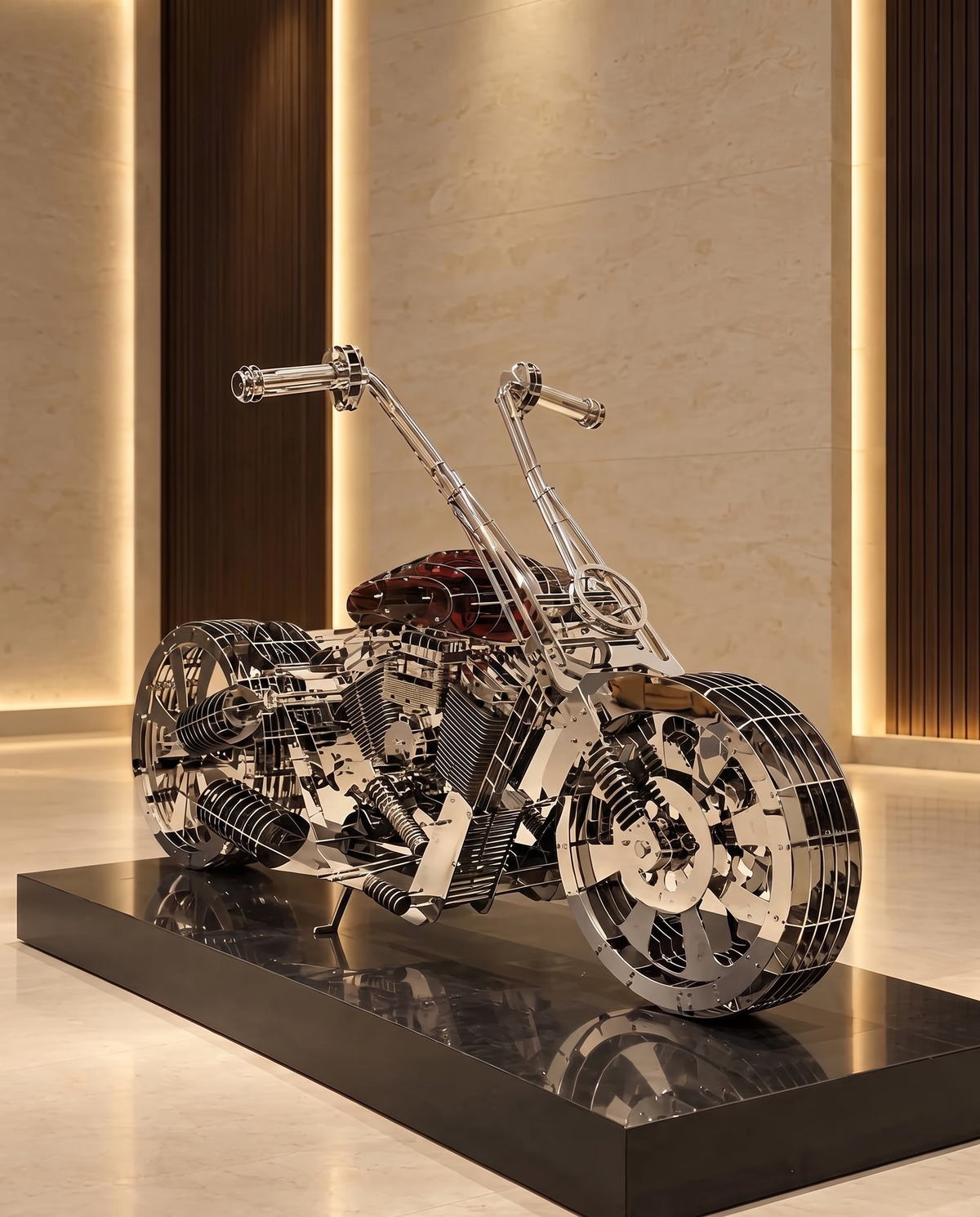 Motobike Stainless Steel Large Sculpture