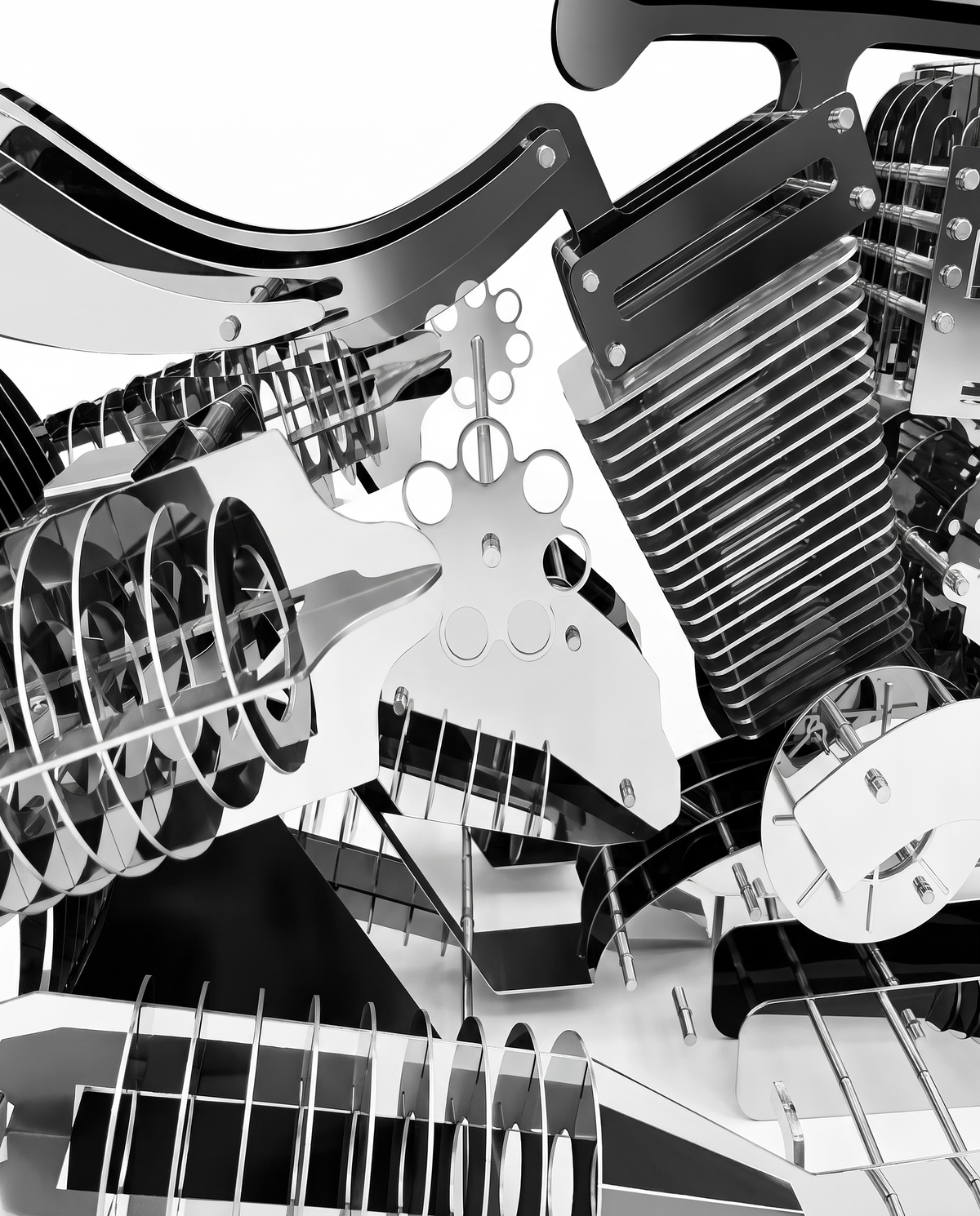 Motobike Stainless Steel Large Sculpture