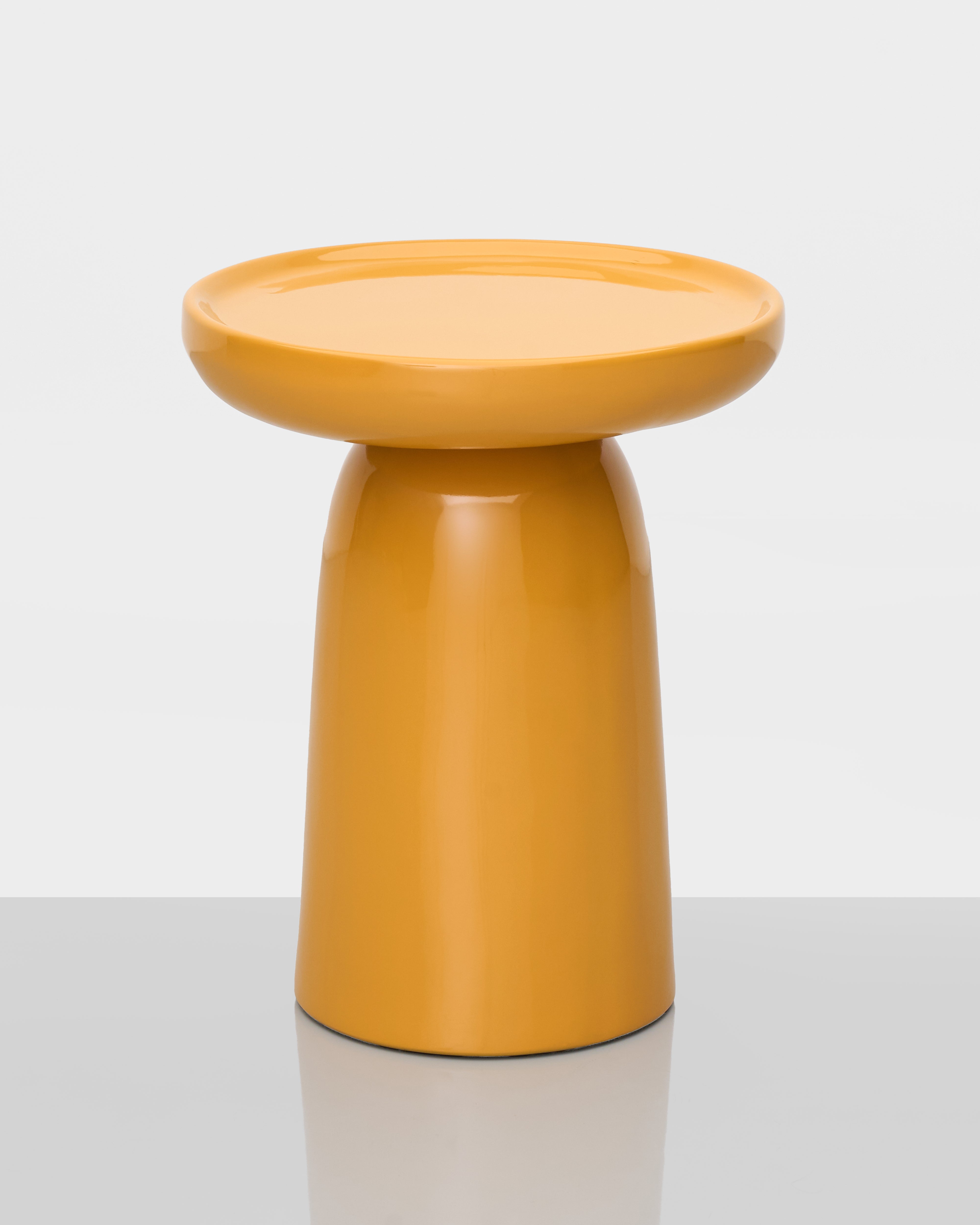 Mushroom Accent Side Table in yellow luxury home accent with sculptural mushroom design

