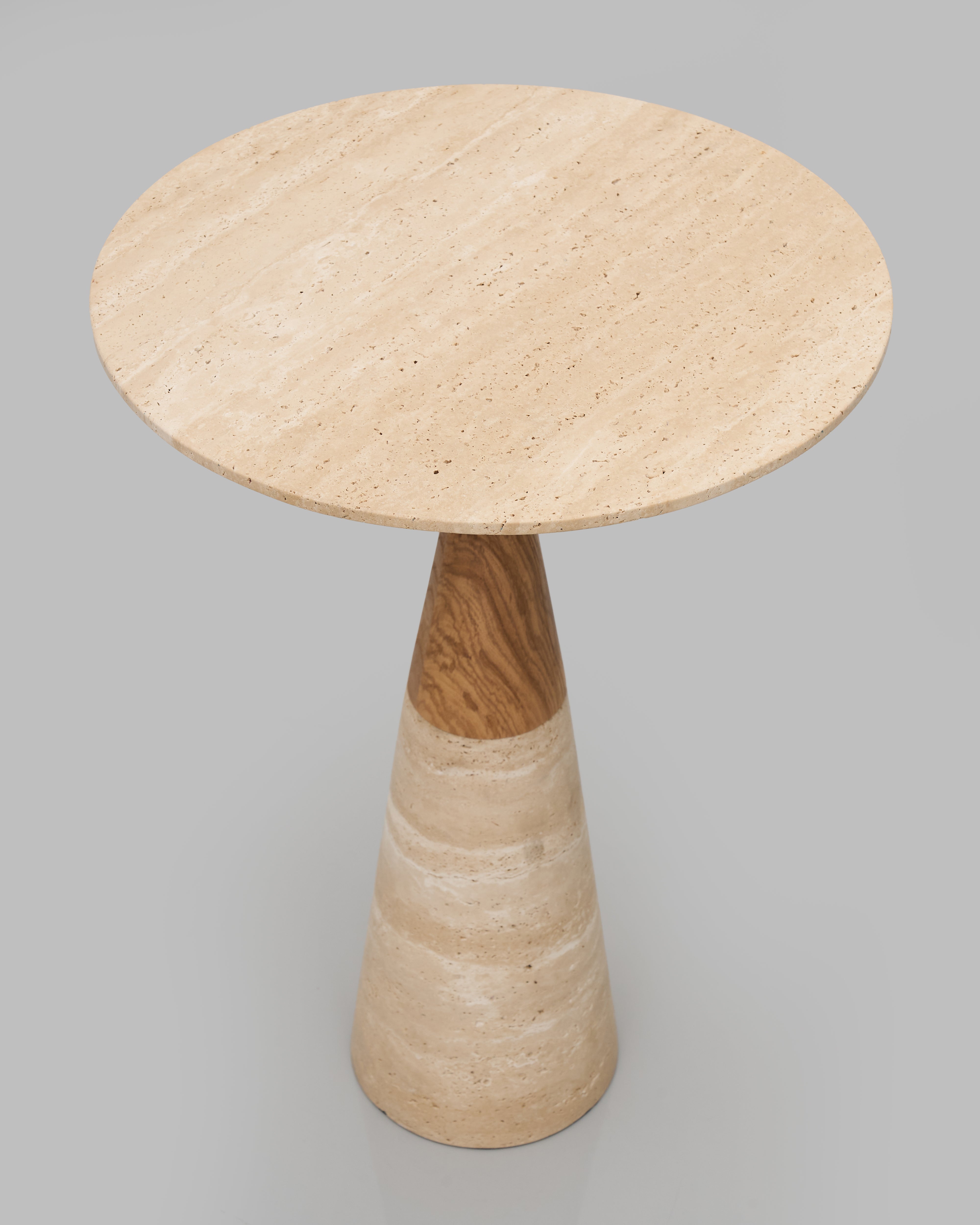 Detailed view of Nicole Marble Side Table emphasizing pillar-inspired design and refined marble finish
