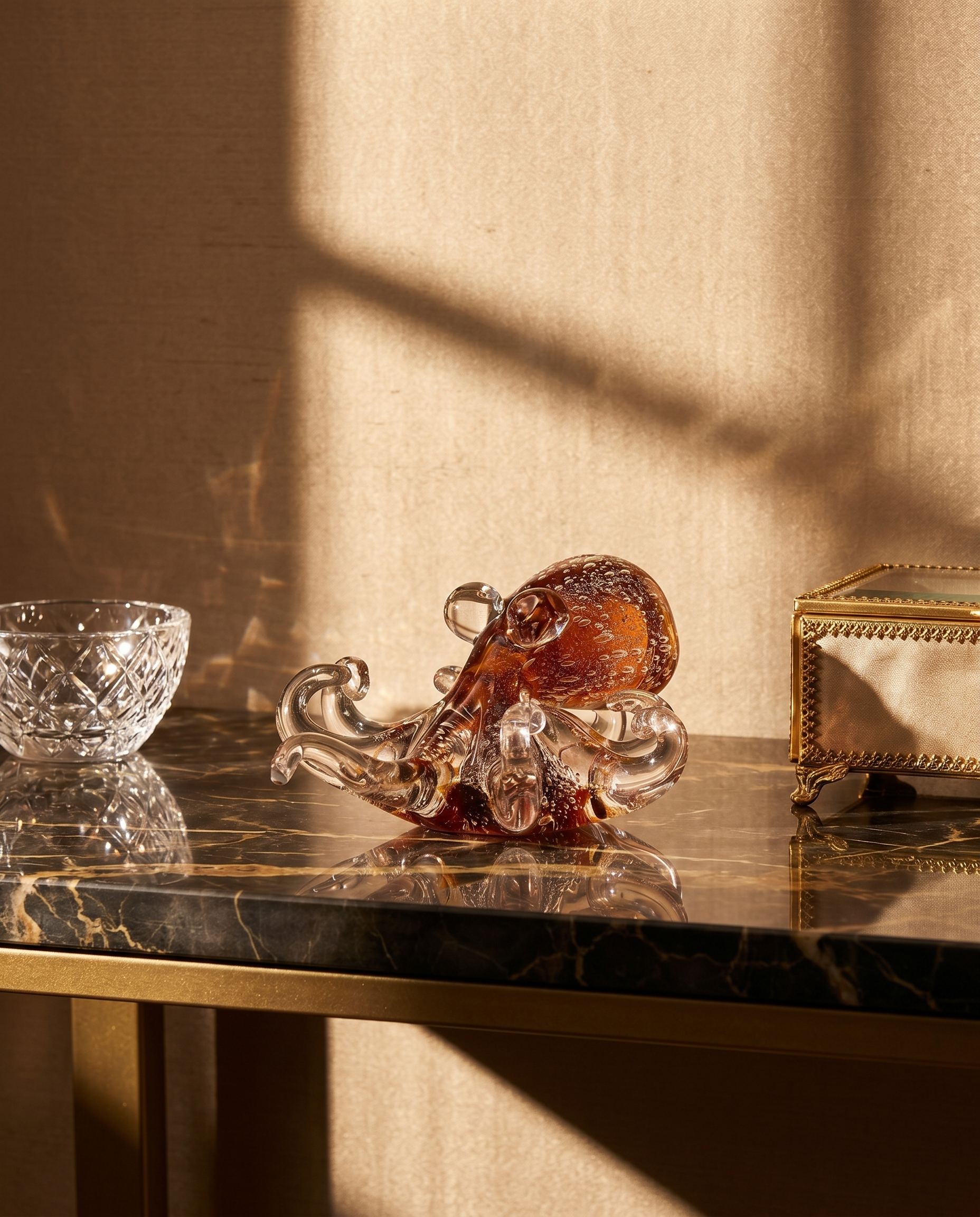 Ocean Squid Crystal Glass Decor