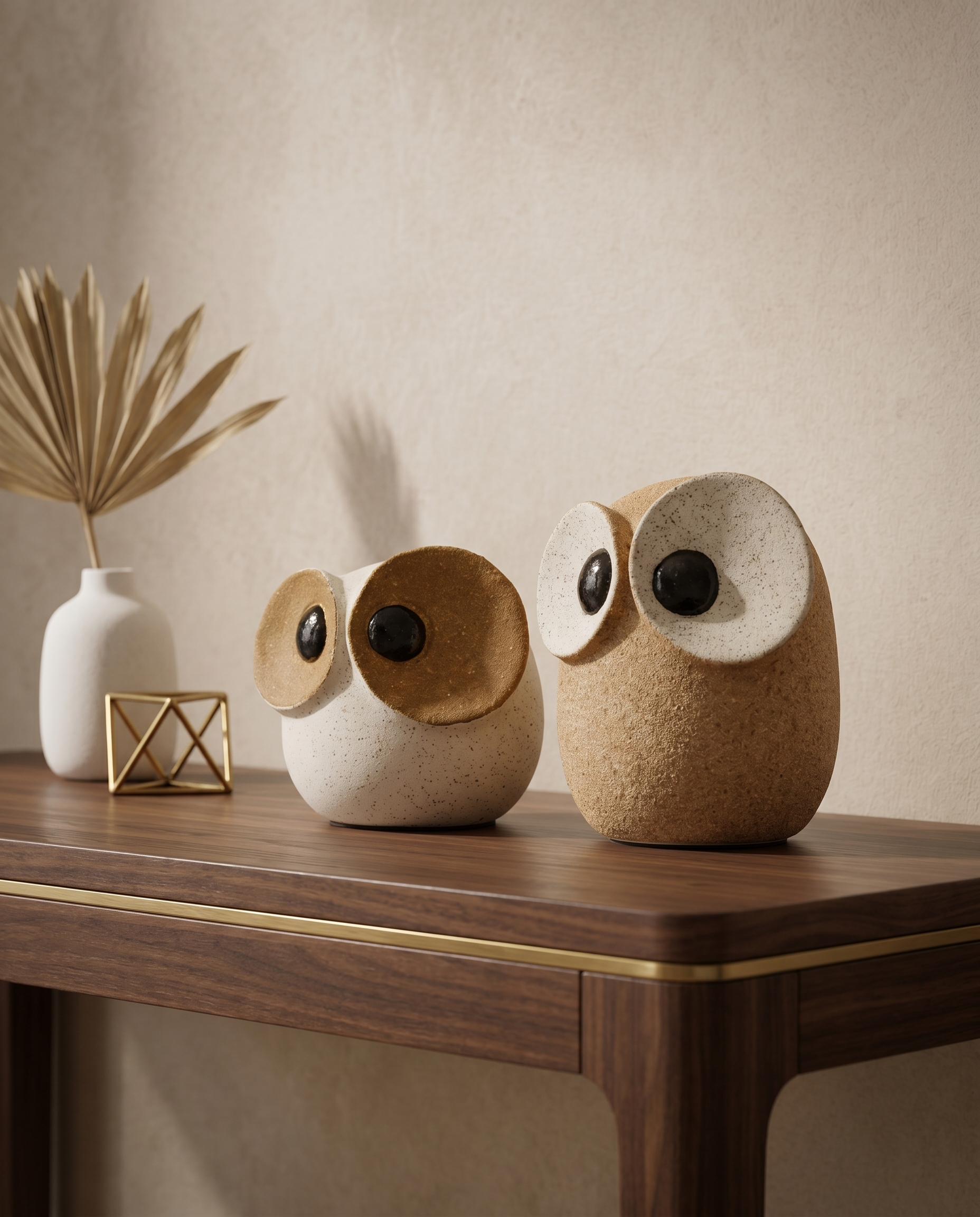 Twin Owl Ceramic Decor