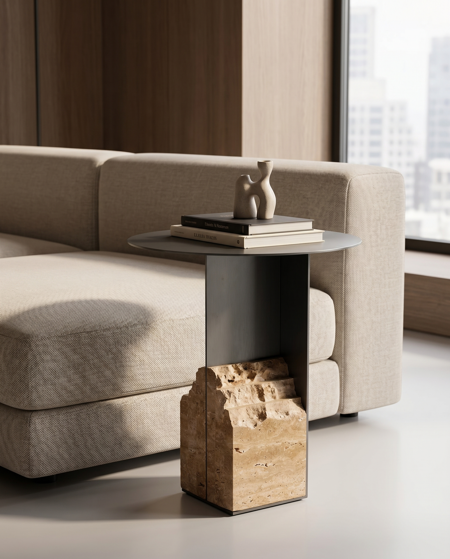 Pavy Marble Metal Side Table