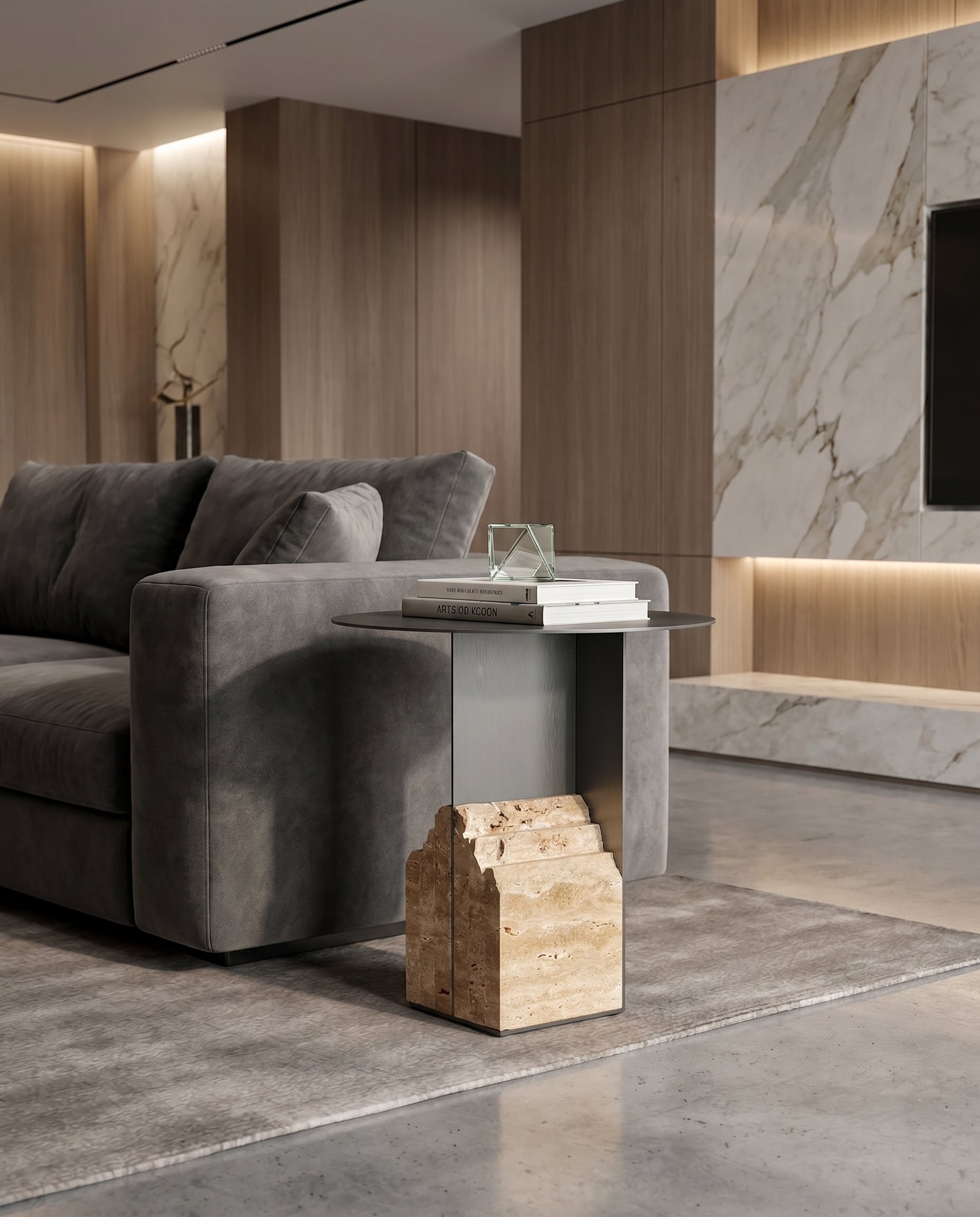 Pavy Marble Metal Side Table