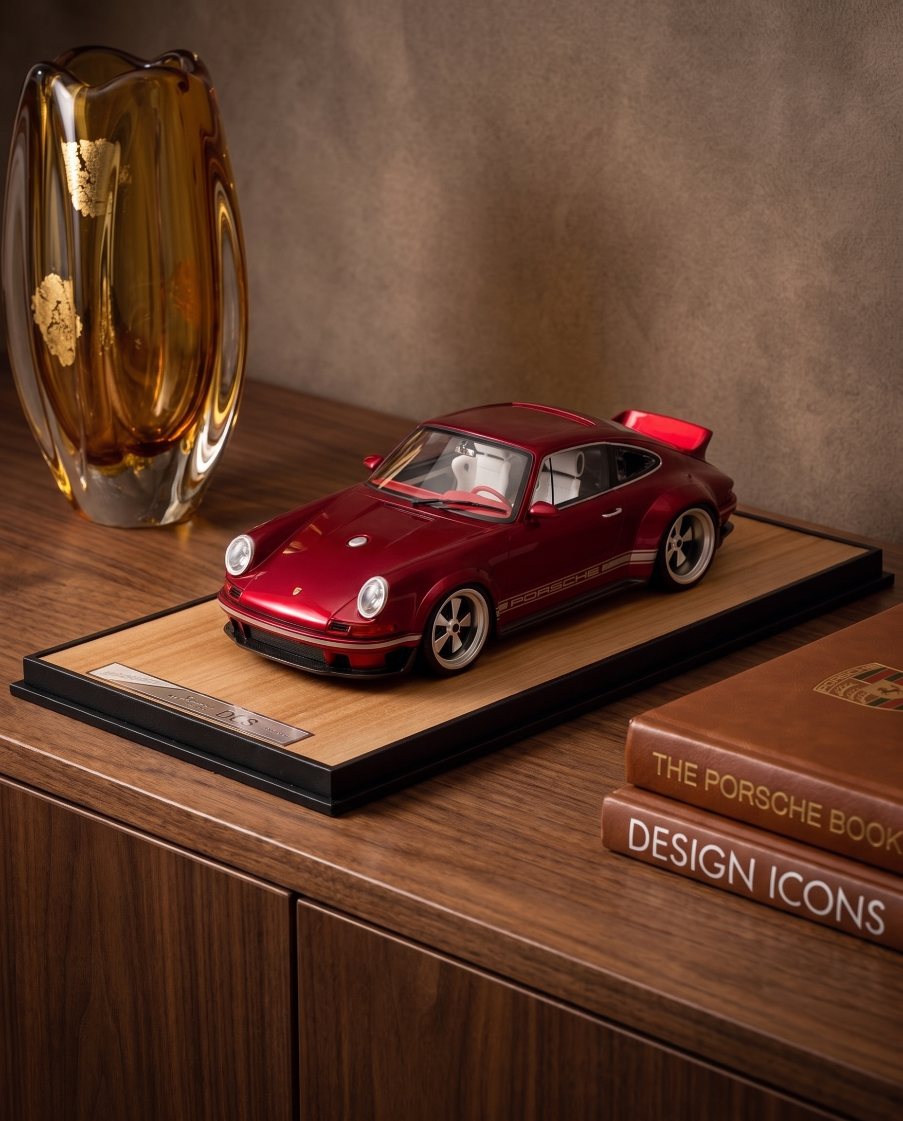 Cherry Red Porsche Vintage Car Decor