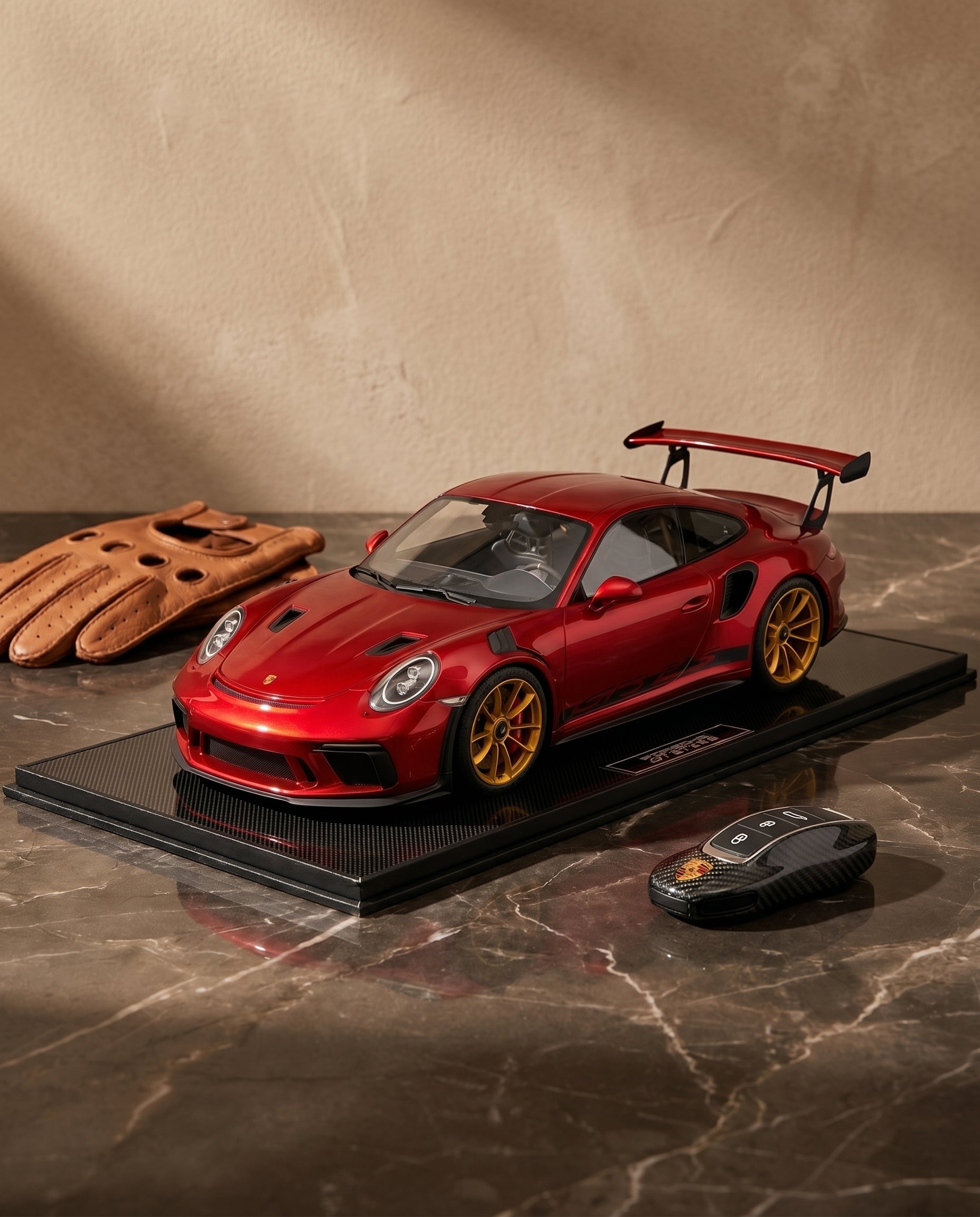 Porsche 911 GT3RS Guards Red with Golden Wheels (11/50) 1:8 Scale Model