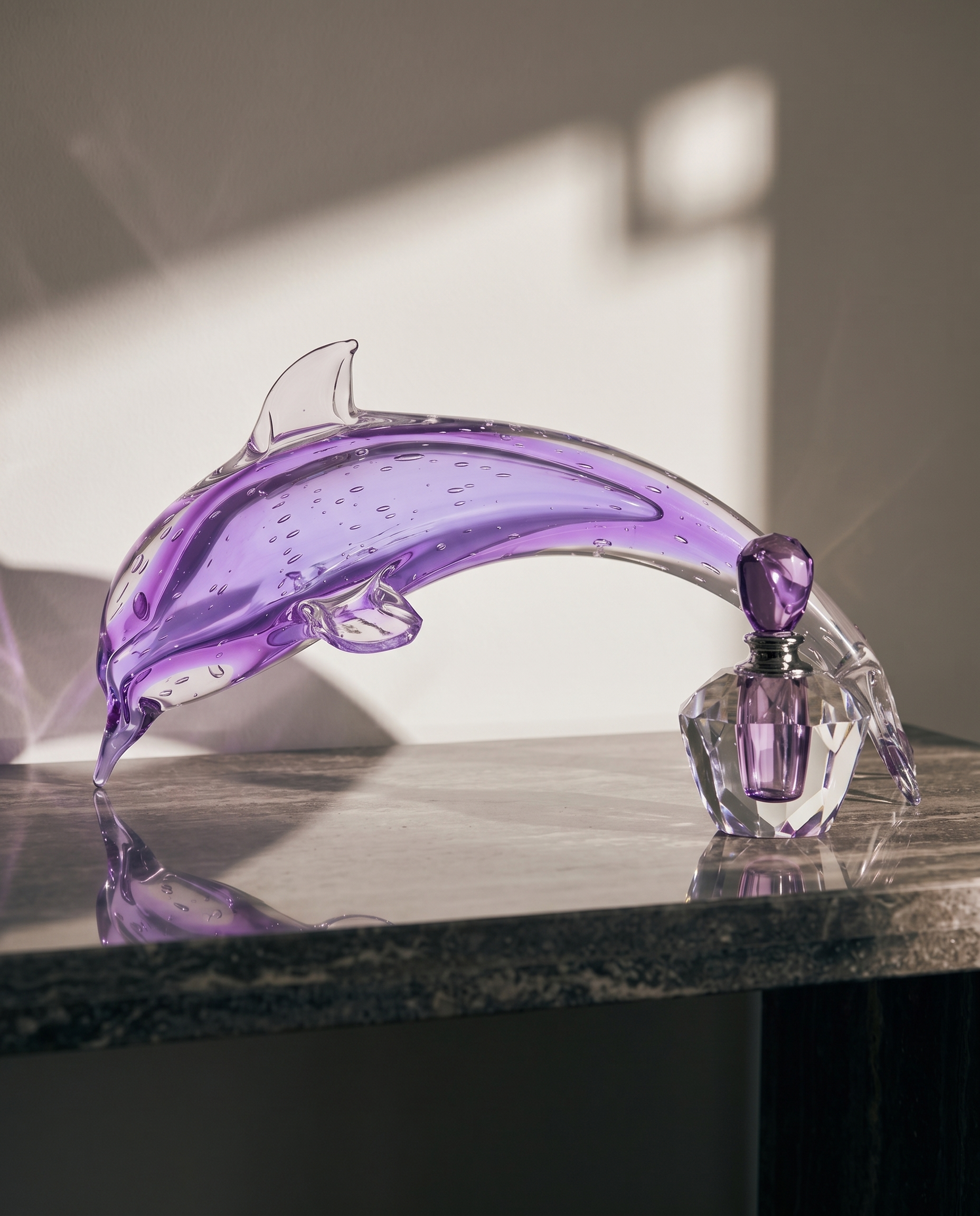 Crystal Glass Purple Fish Decor