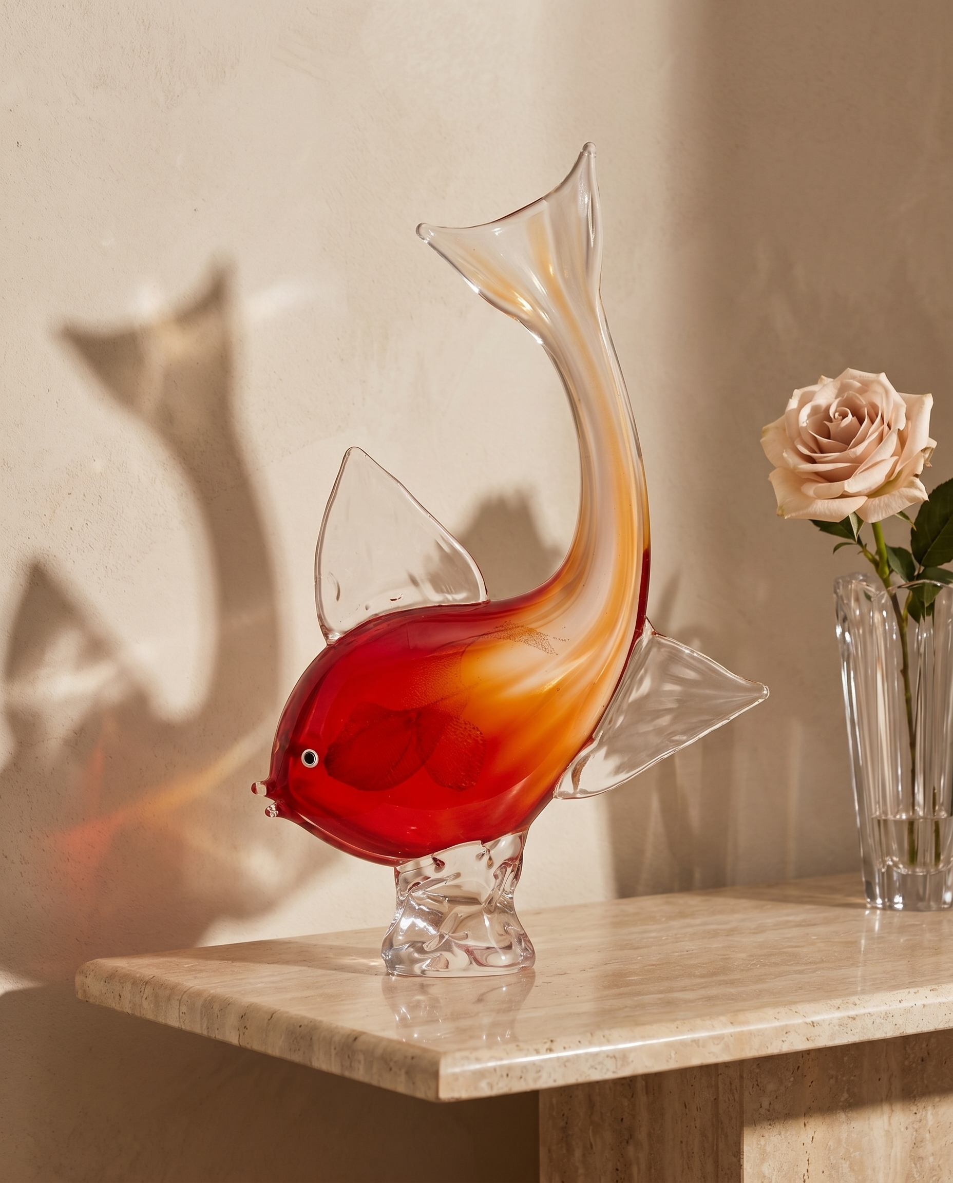 Kairo Red Crsytal Glass Fish Decor
