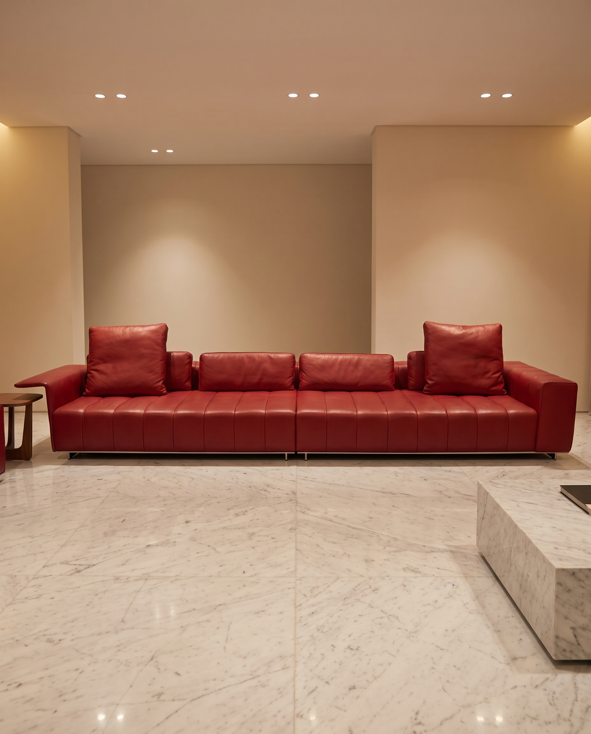 Stanza Red Leather Sofa