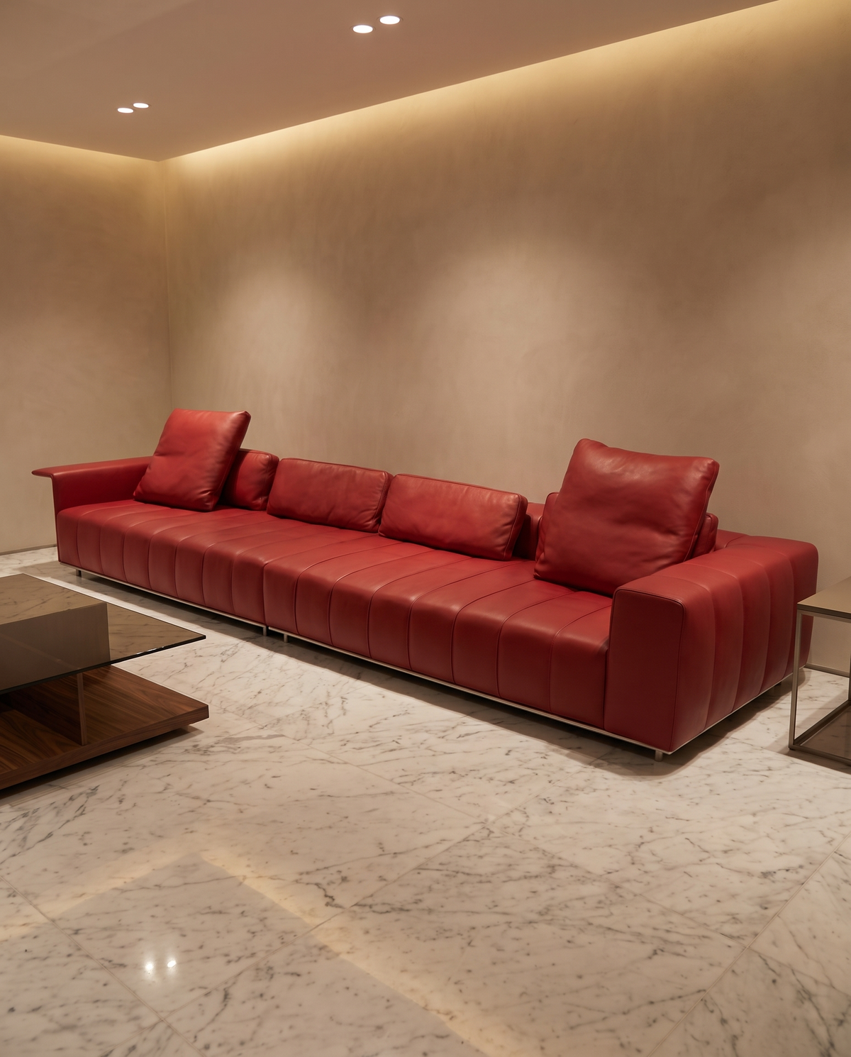 Stanza Red Leather Sofa