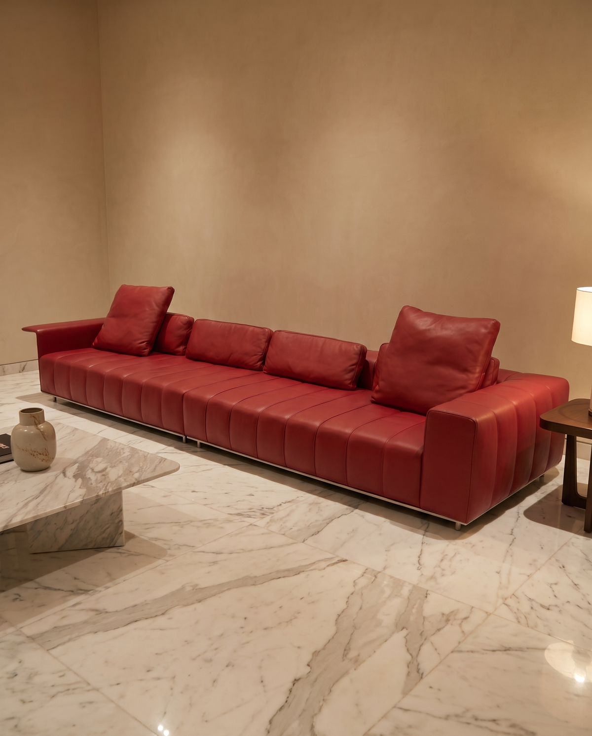 Stanza Red Leather Sofa