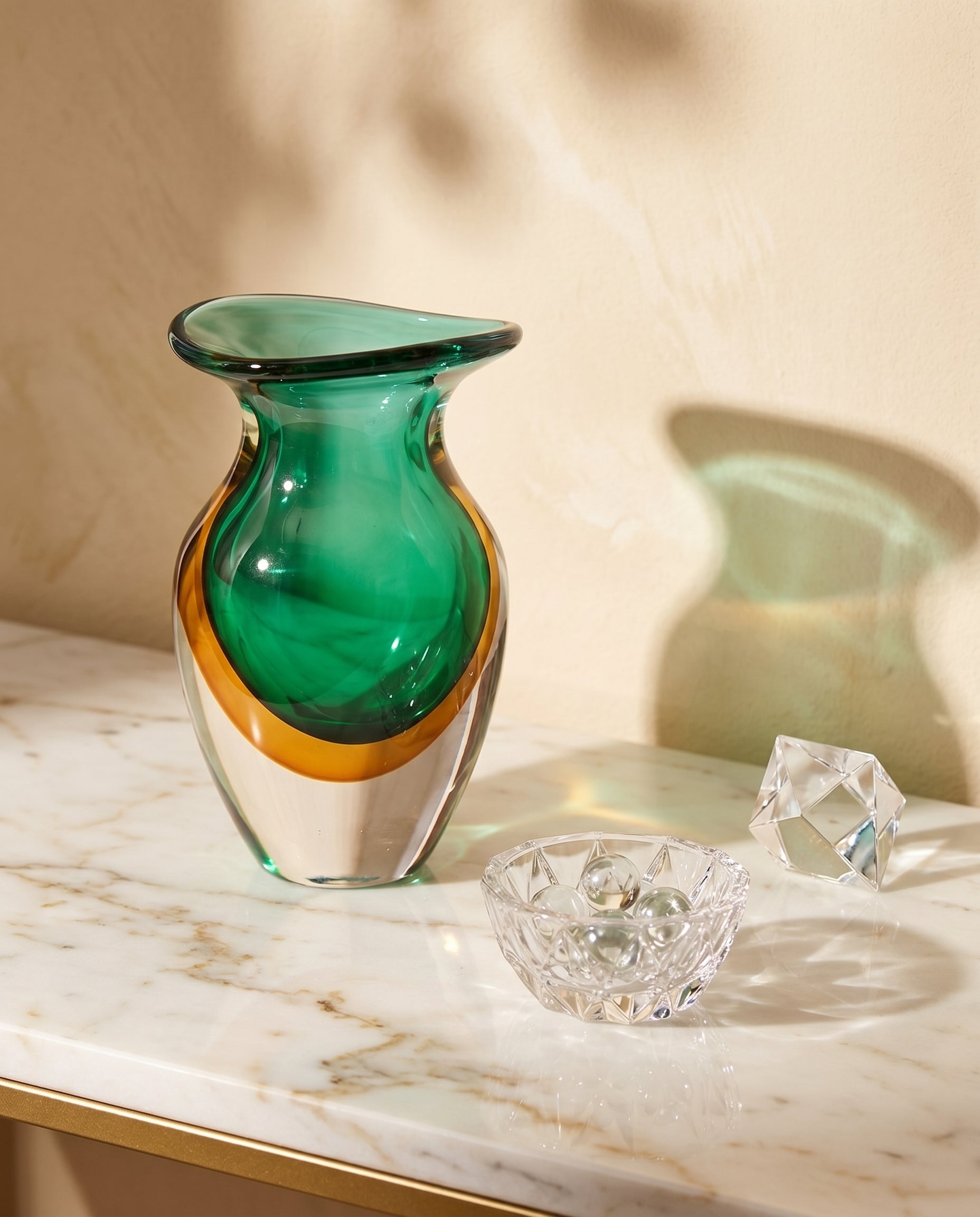 Royale Green Crystal Glass Vase