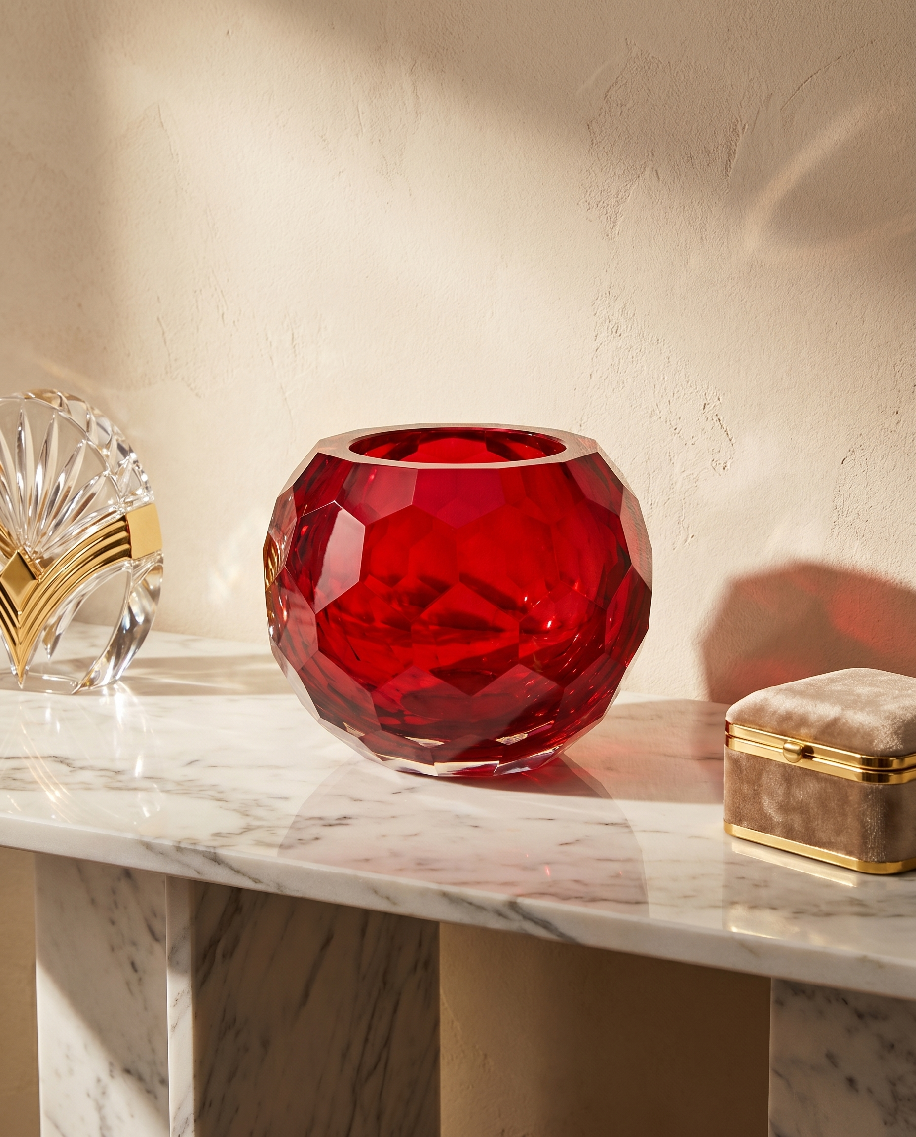 Ruby Crystal Crown Bowl