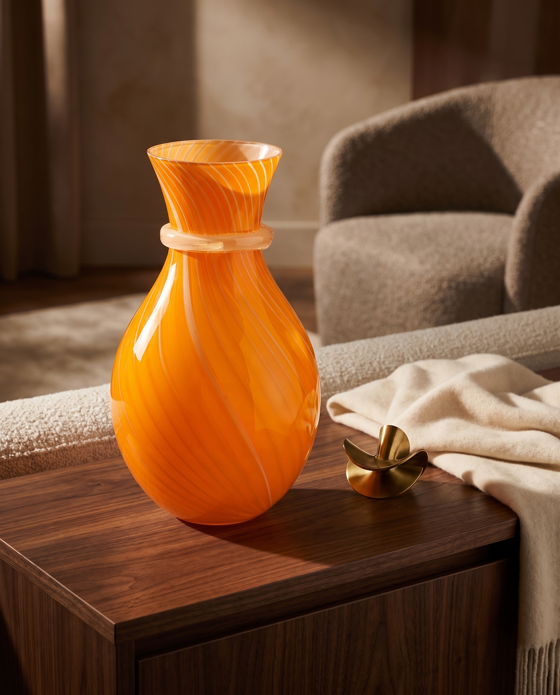 Sable Murano Orange Vase