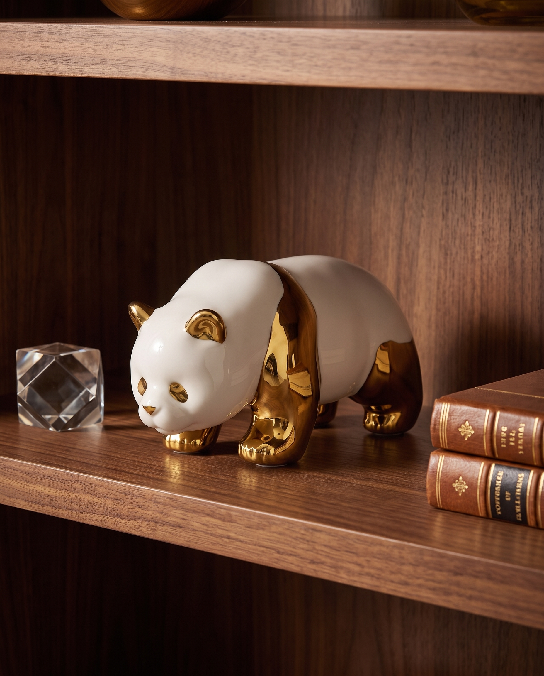 Seren Ceramic Lazy Golden Panda Figurine