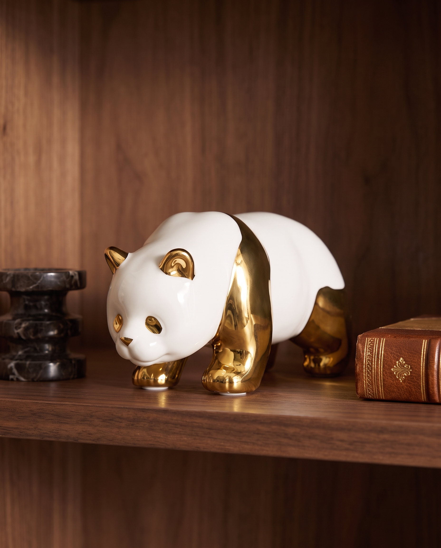 Seren Ceramic Lazy Golden Panda Figurine