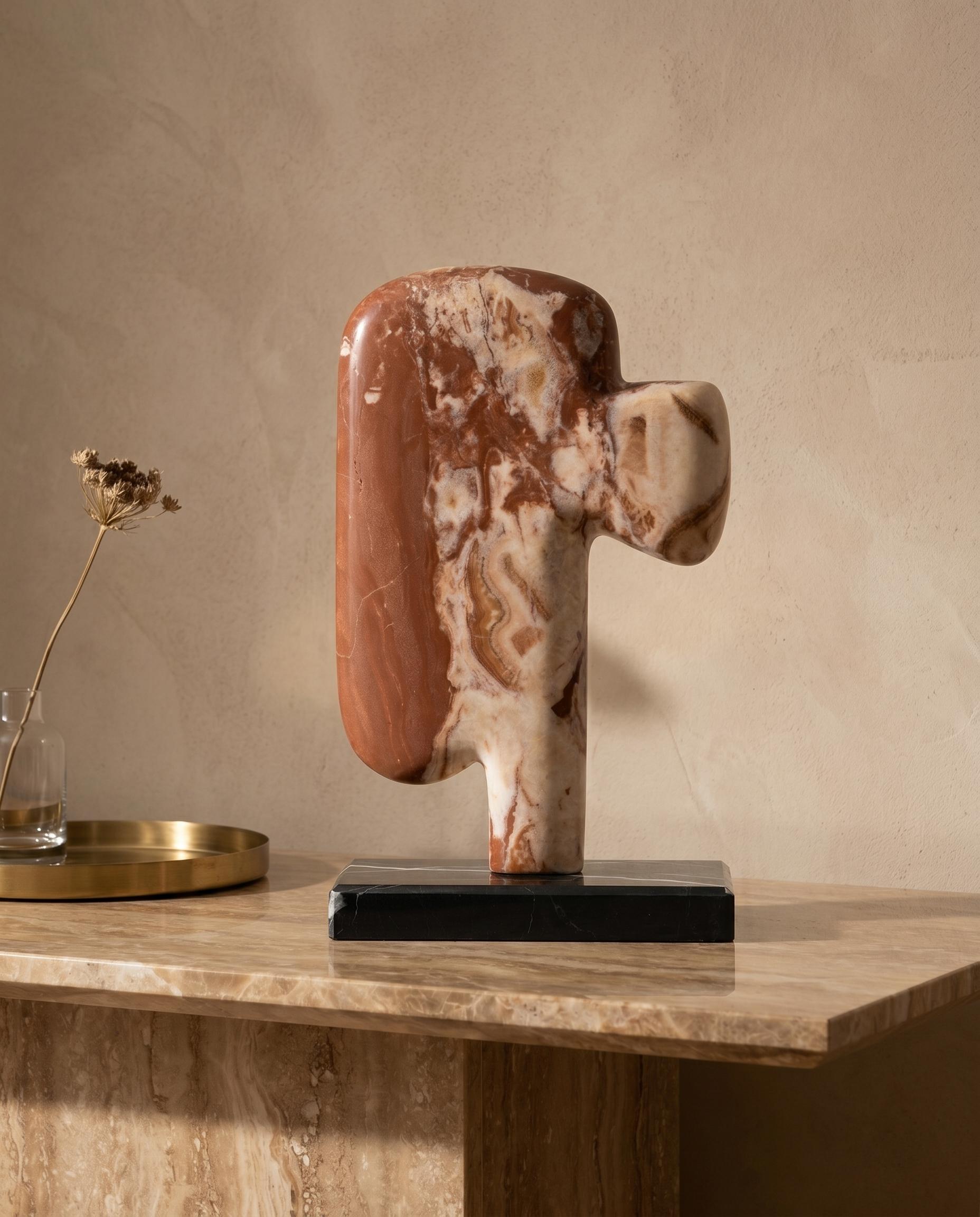 Silent Expression Marble Sculpture French Red II