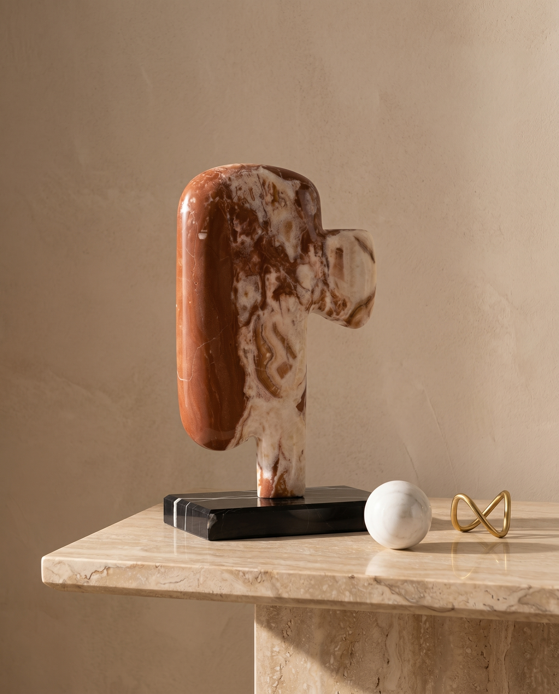 Silent Expression Marble Sculpture French Red II