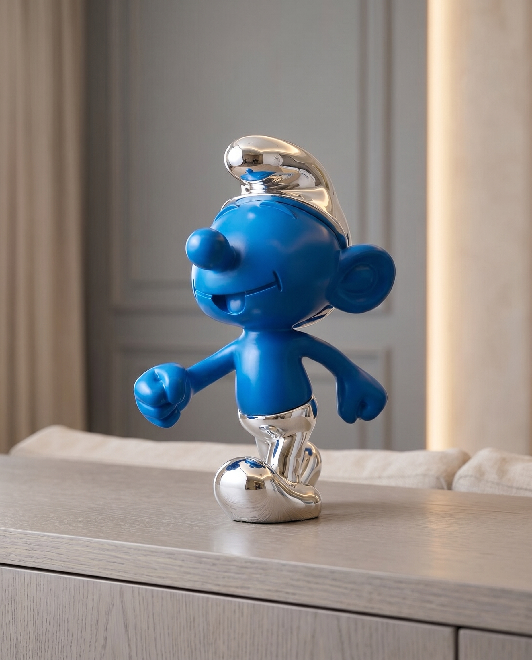 Smirf Character Resin Figurine - Blue & Silver