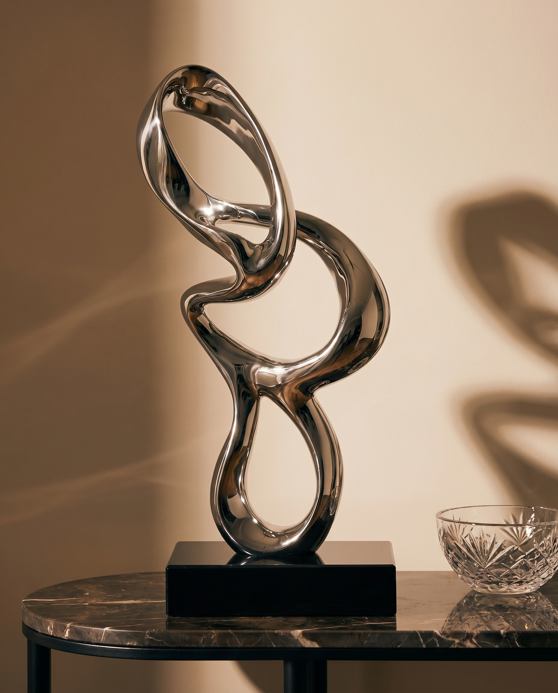 Snakey Dynamic Silver Resin Sculpture