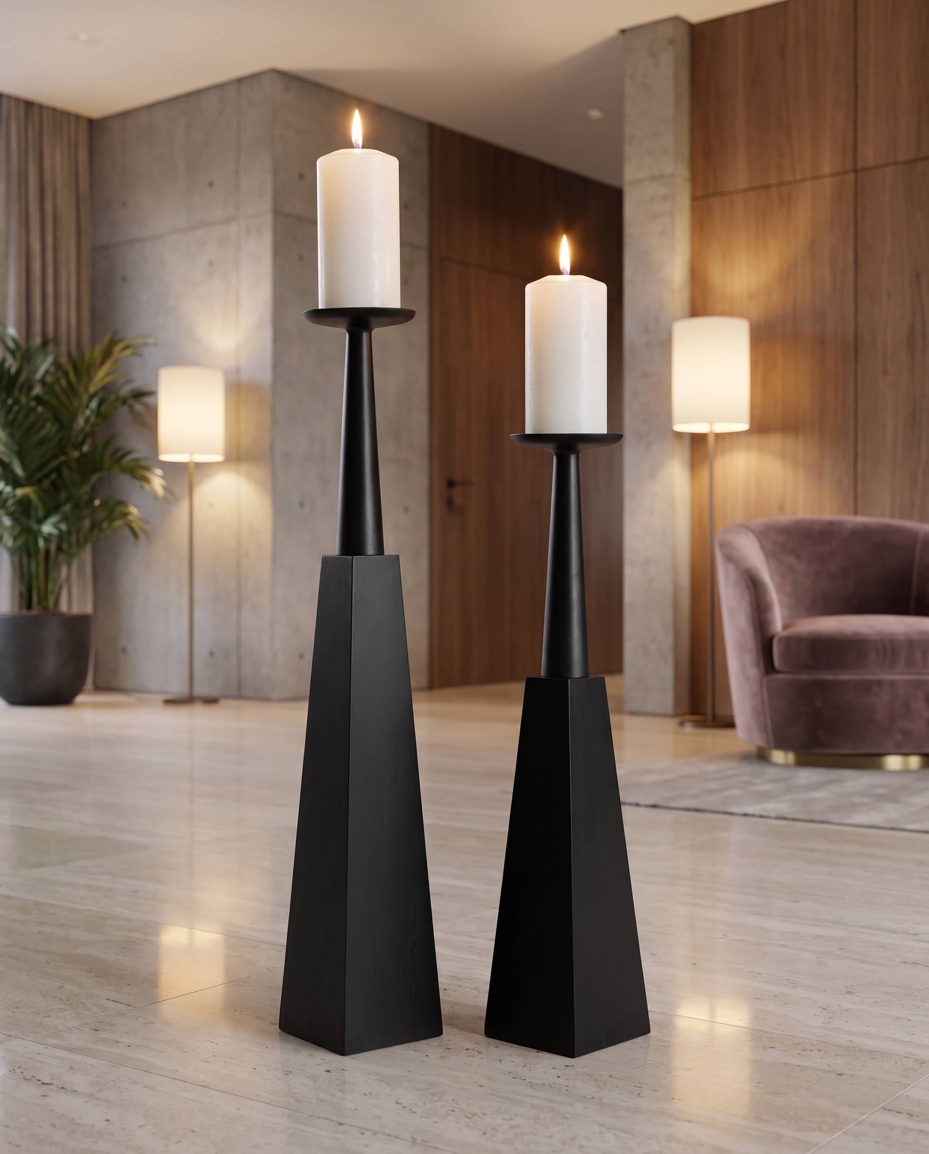 Steo Black Candle Holder Large