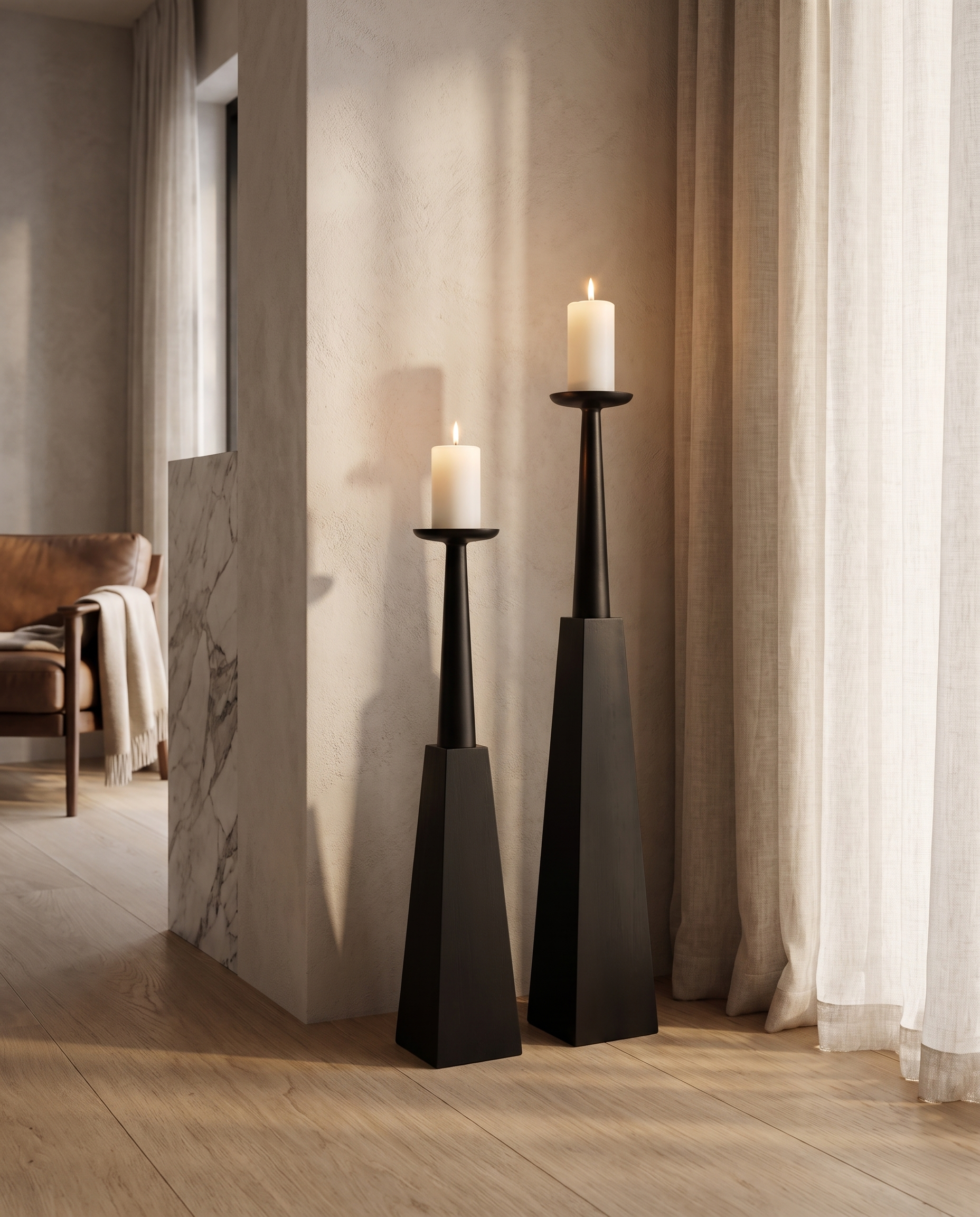 Steo Black Candle Holder Large