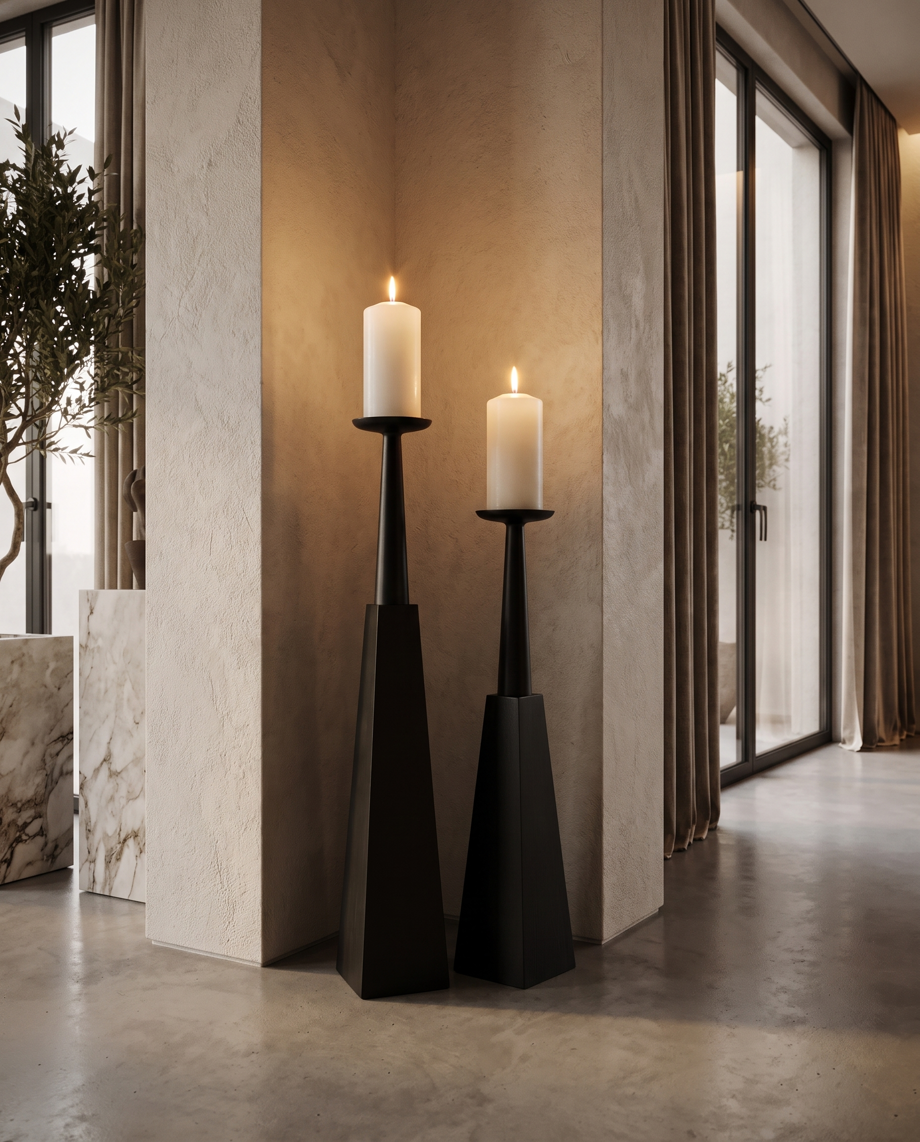 Steo Black Candle Holder Large