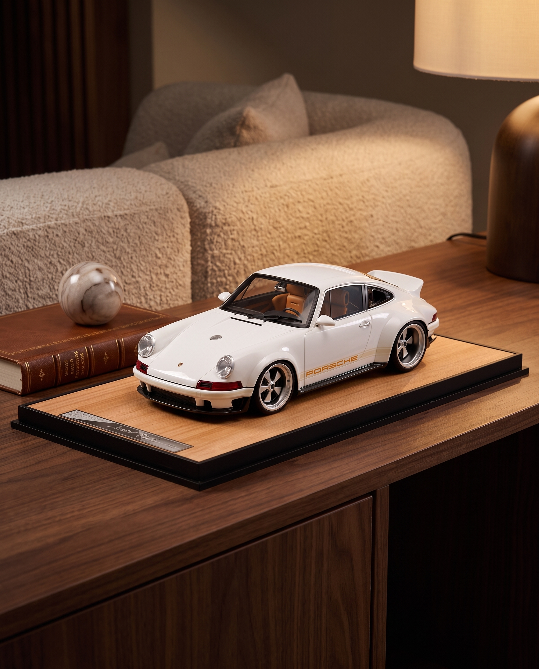 Sugar White Porsche Vintage Model Car Decor