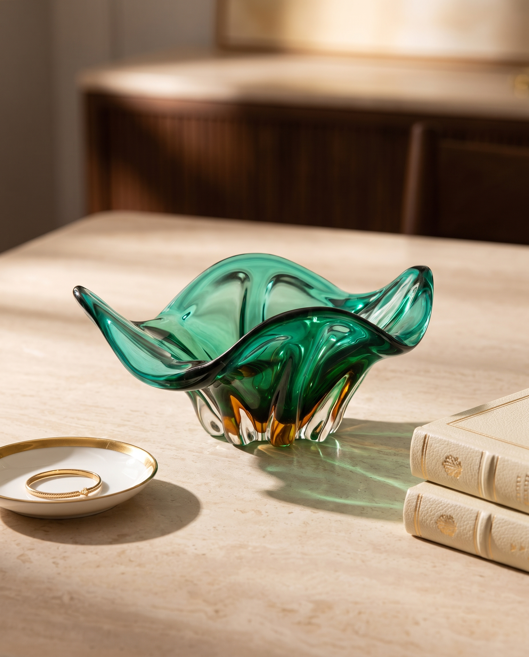 Swirly Green Crystal Vase Decor
