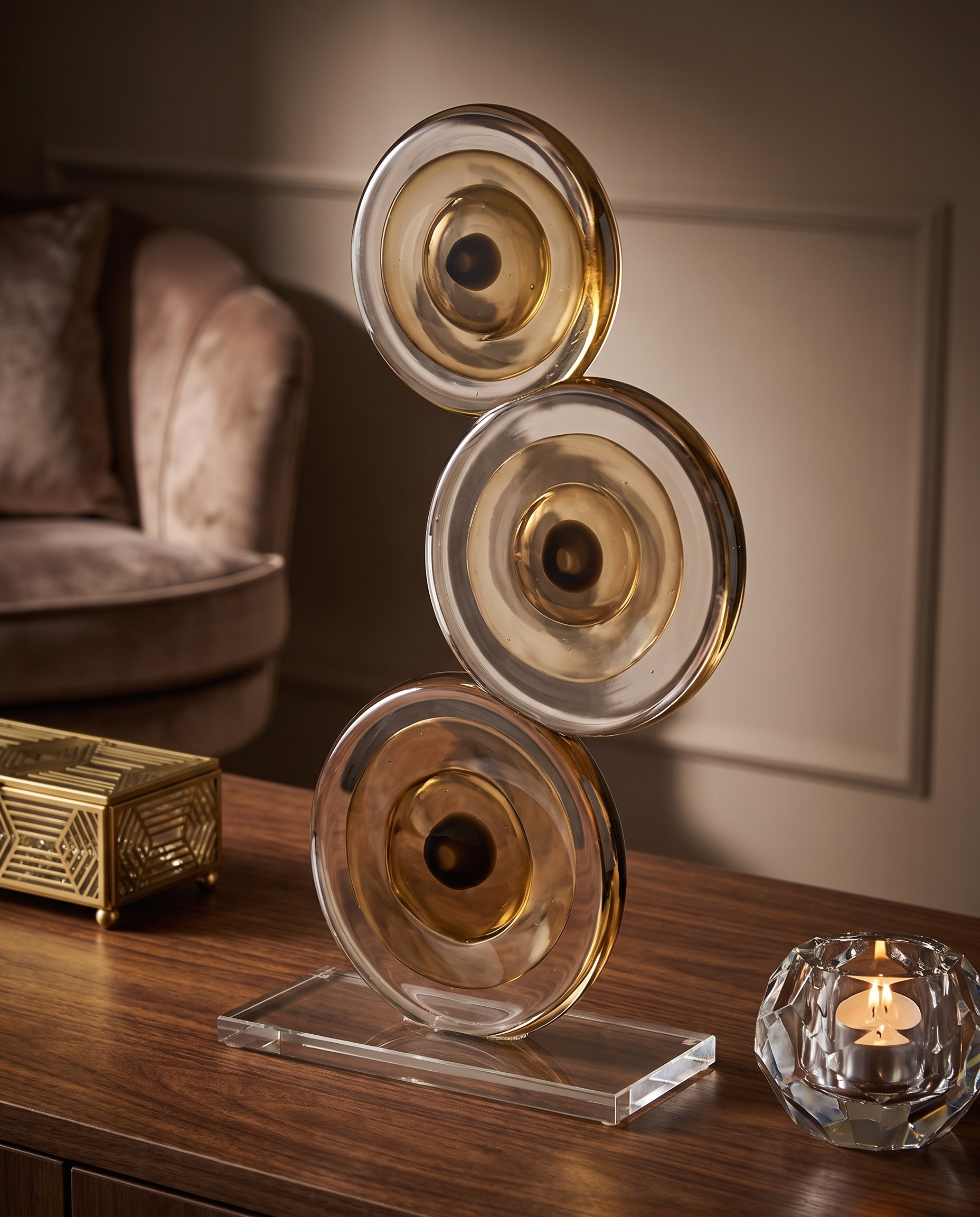 Trinity Orbit Crystal Glass Decor