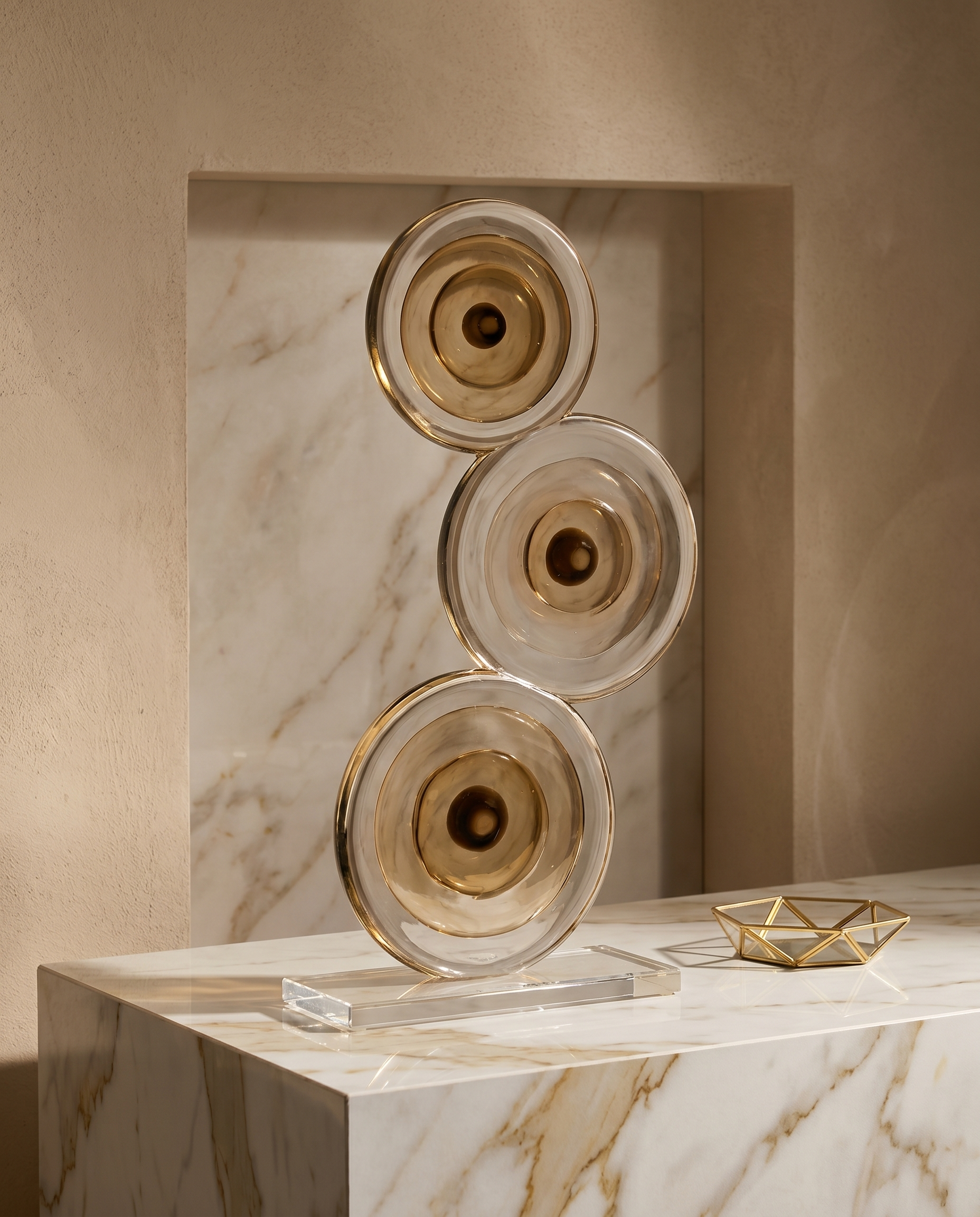 Trinity Orbit Crystal Glass Decor