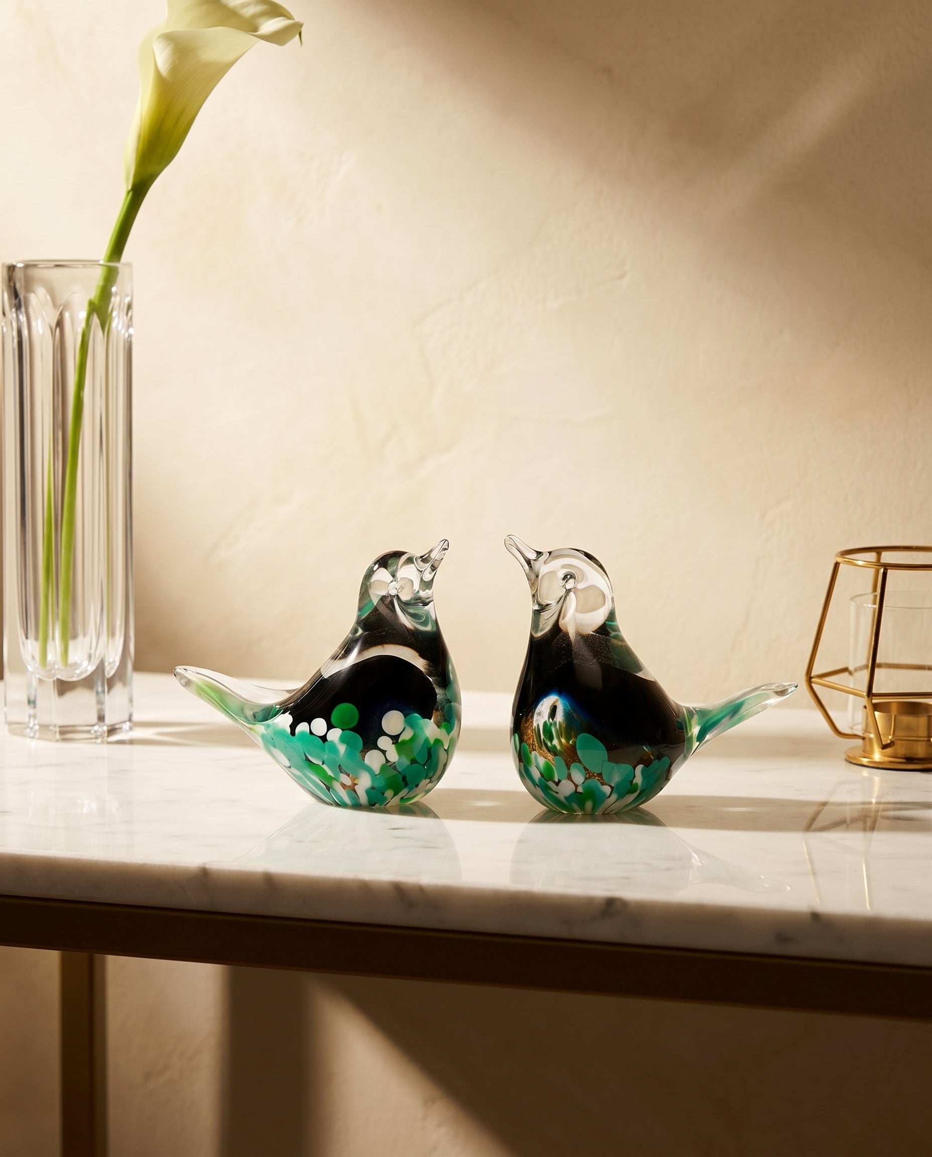Twin Whispers Crystal Bird Decor
